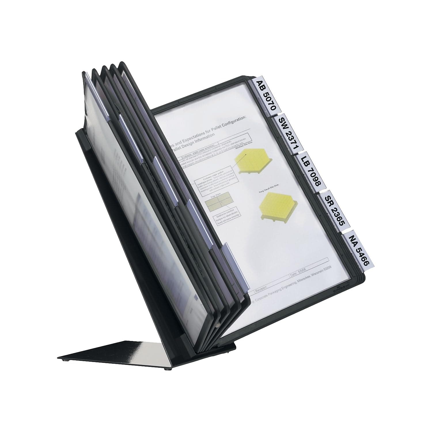 DURABLE Desktop Reference System, 10 Double-Sided Panels, Letter-Size, Black, Vario Design (552201)