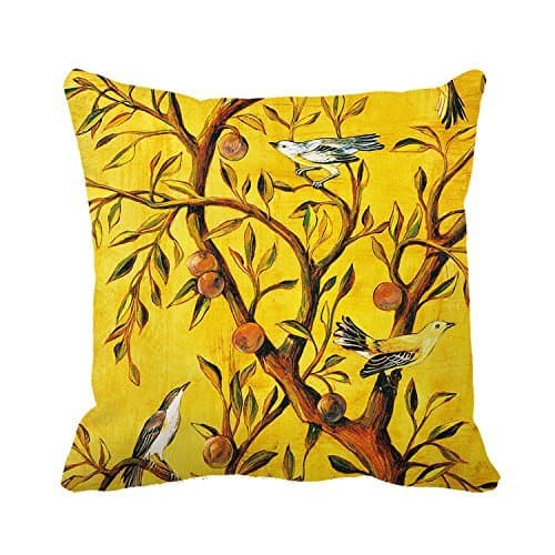 Sofapartner Protea Pattern in Deep Teal, Cream, Sage Green & Yellow Ochre Throw Pillow Covers 20"x 20"