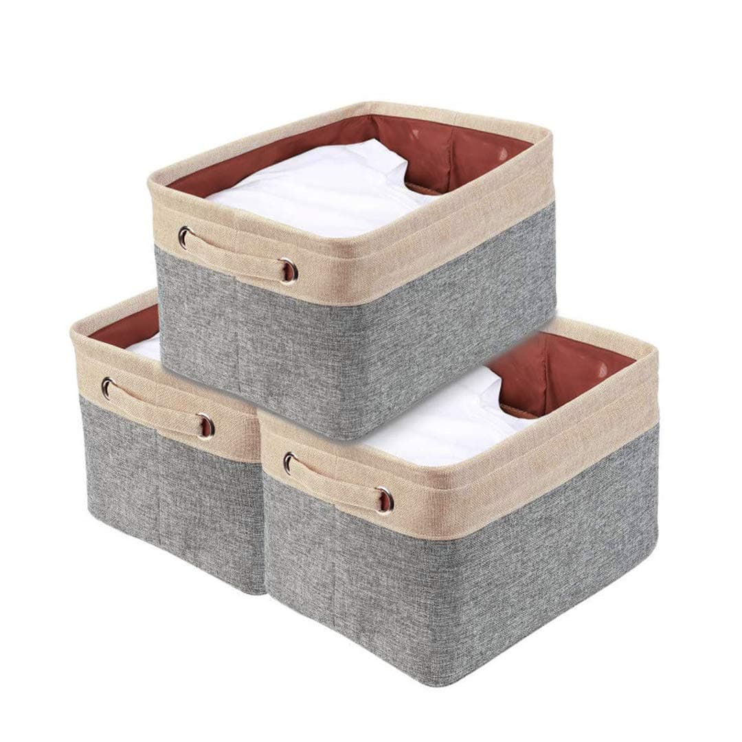 FIRMLOC Storage Basket Decorative Collapsible Bin Large Rectangular Fabric Organizer with Handle for Shelves Clothes Toy Office Closet 15" x 10.23" x 9.05" (One Basket)