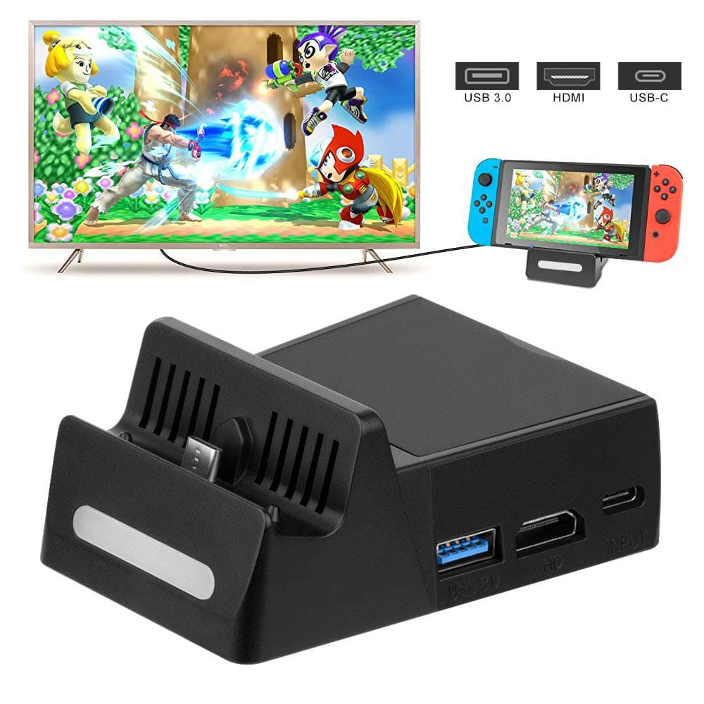 Switch Dock, Portable Charging Stand for Nintendo Switch, Switch TV Dock/Switch Docking Station with HD TV Adapter and USB 3.0 Port Ideal for Nintendo Switch Charging Dock Replacement