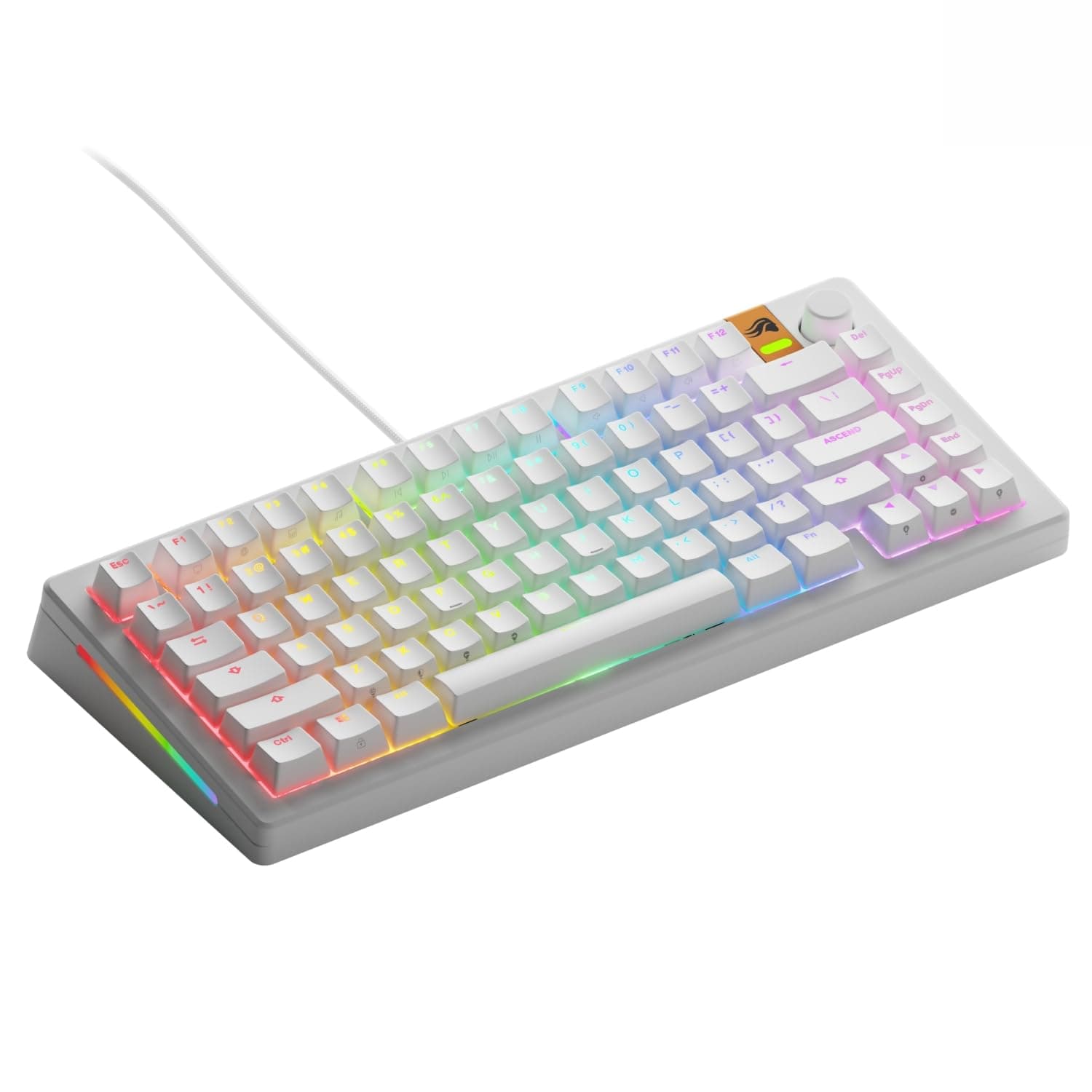 Glorious Gaming - GMMK 3 Rapid Trigger Keyboard, Hall Effect, 8K Polling Rate, MX Mechanical & Magnetic Switches, Hotswappable 75% Keyboard, Modular Gasket System, Doubleshot PBT keycaps (White)