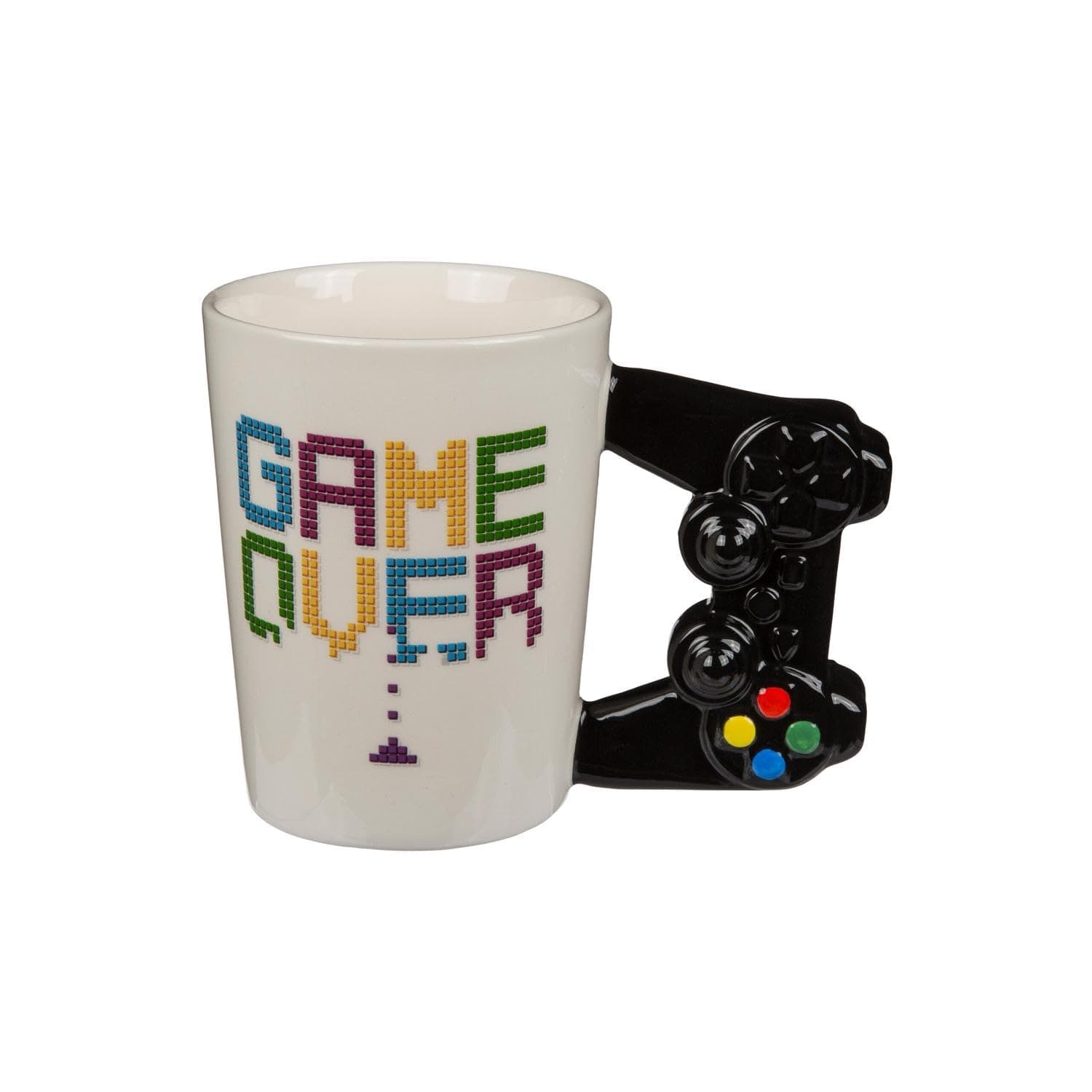ootb Game Over Mug with Controller Handle, Ceramic, White, 9 Count (Pack of 1), 400 milliliters