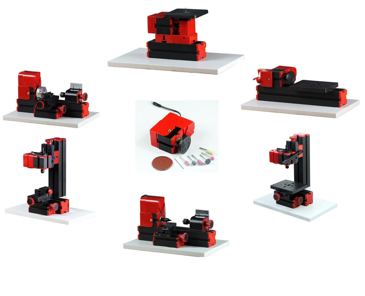 ZhouYu 6 in 1 Kit DIY 24W Basic Mini lathe kit, Multi-function Combination Machine Tools, Mini Lathe, Milling, Drilling, Wood Turning, Jig Saw, Sanding Machine, Standardized teenage education