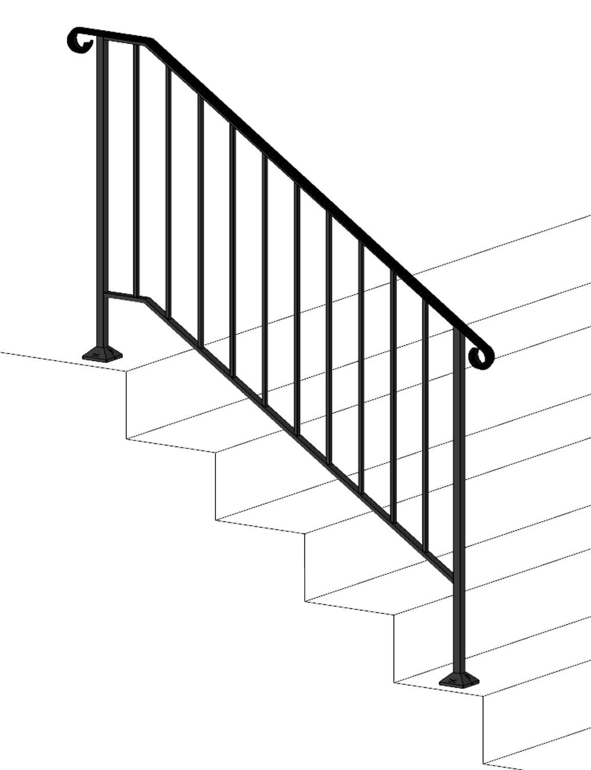 Iron X HandrailPicket #4 (Concrete Steps)