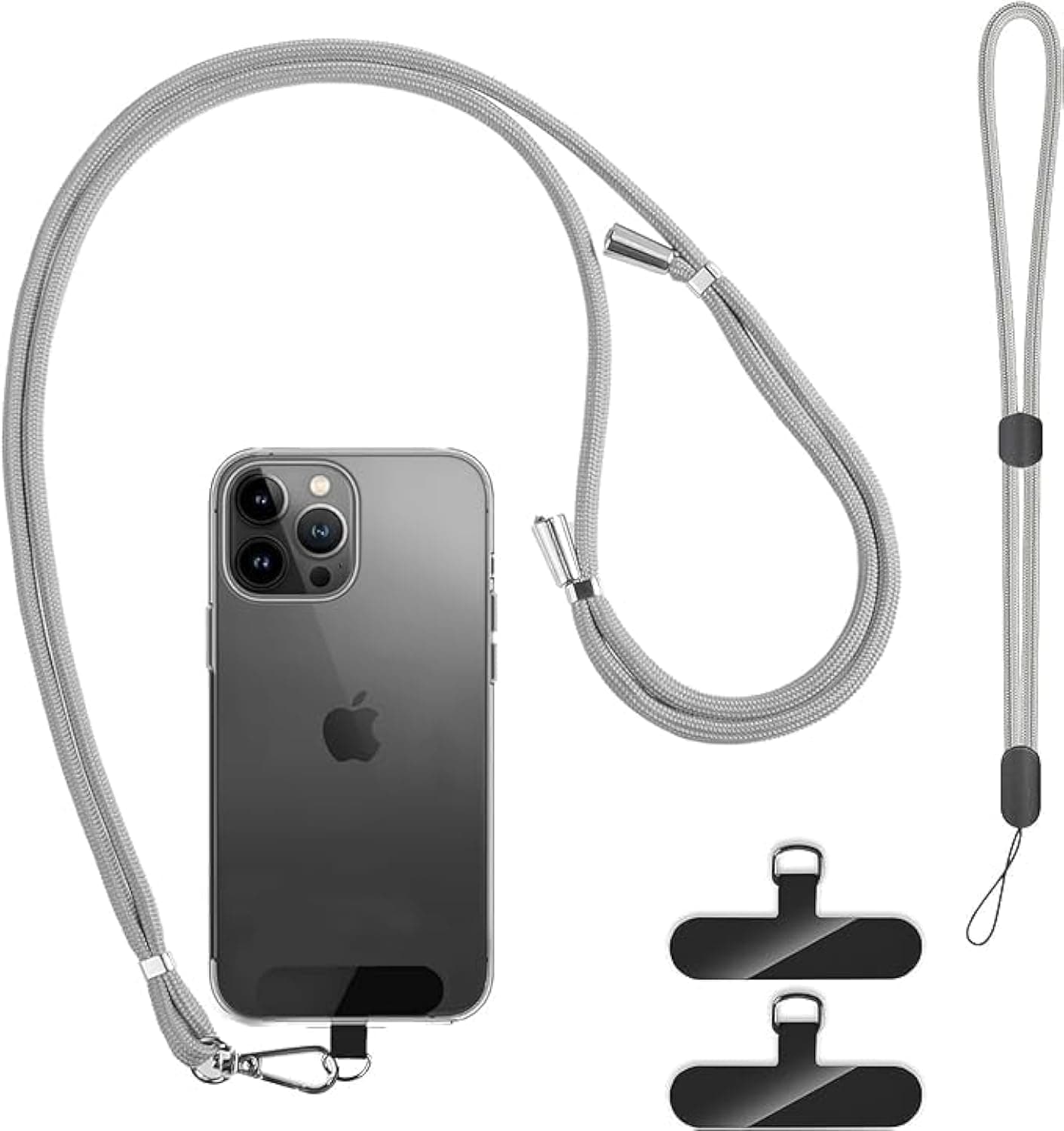 2 Packs Mobile Phone Lanyard with 2Pcs Phone Patch Tether Tab,T Tersely Adjustable Nylon Neck Strap Lobster Clasp Hanging Strap Safety Tether for Most Smartphones Cell Phone Accessories