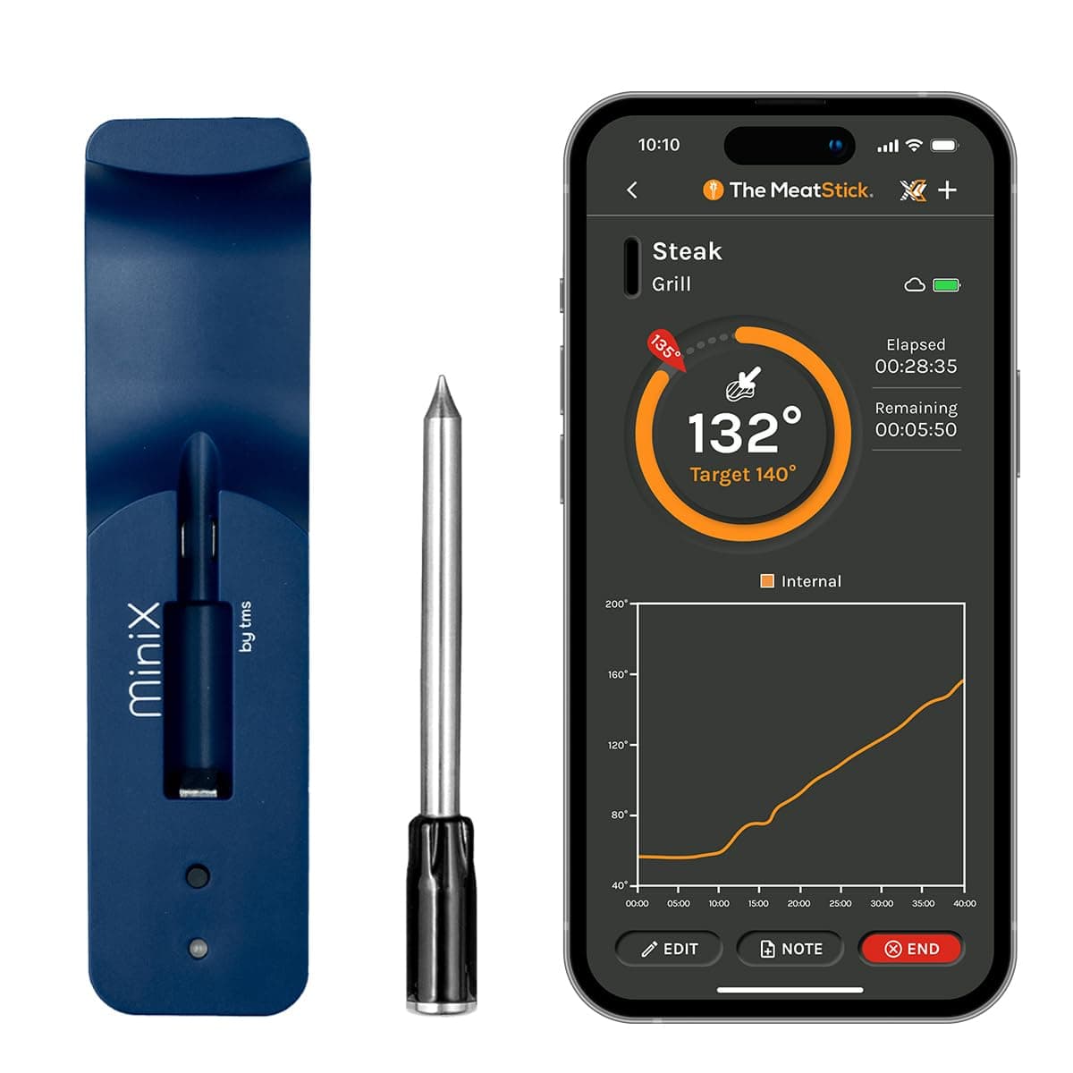 MeatStick Mini Set | Wireless Meat Thermometer with Bluetooth | for Kitchen, Air Fryer, Deep Frying, Oven, Sous Vide, BBQ, Grill, Rotisserie | Limited Range