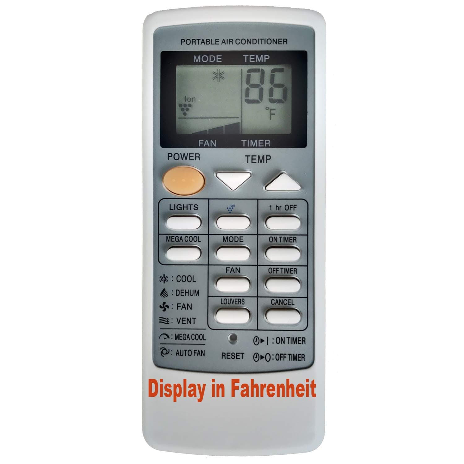 Replacement for Sharp Portable Air Conditioner Remote Control CRMC-A663JBEZ CV-P09FL CV-P09FX CV-P09LX CV-P10MX CV-P12LX XV-4181 CVP12PX CVPD13PX CV2P10SC CV2P10SC CV2P10SX (Display in Fahrenheit)