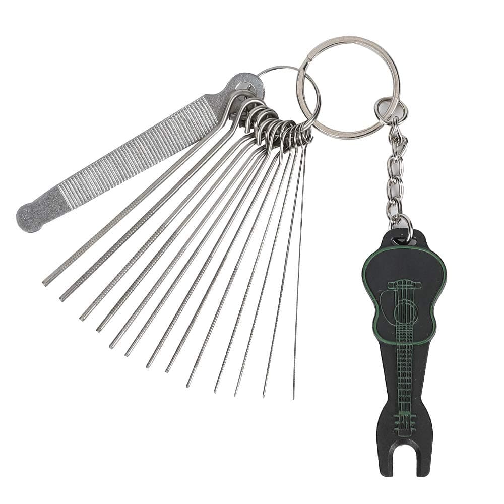 Guitar Bridge Saddle Nut Files Set - 13 Different Size Needle Files with Circular Cross Section Ukulele, Acoustic & Electric Guitar nut slot polish