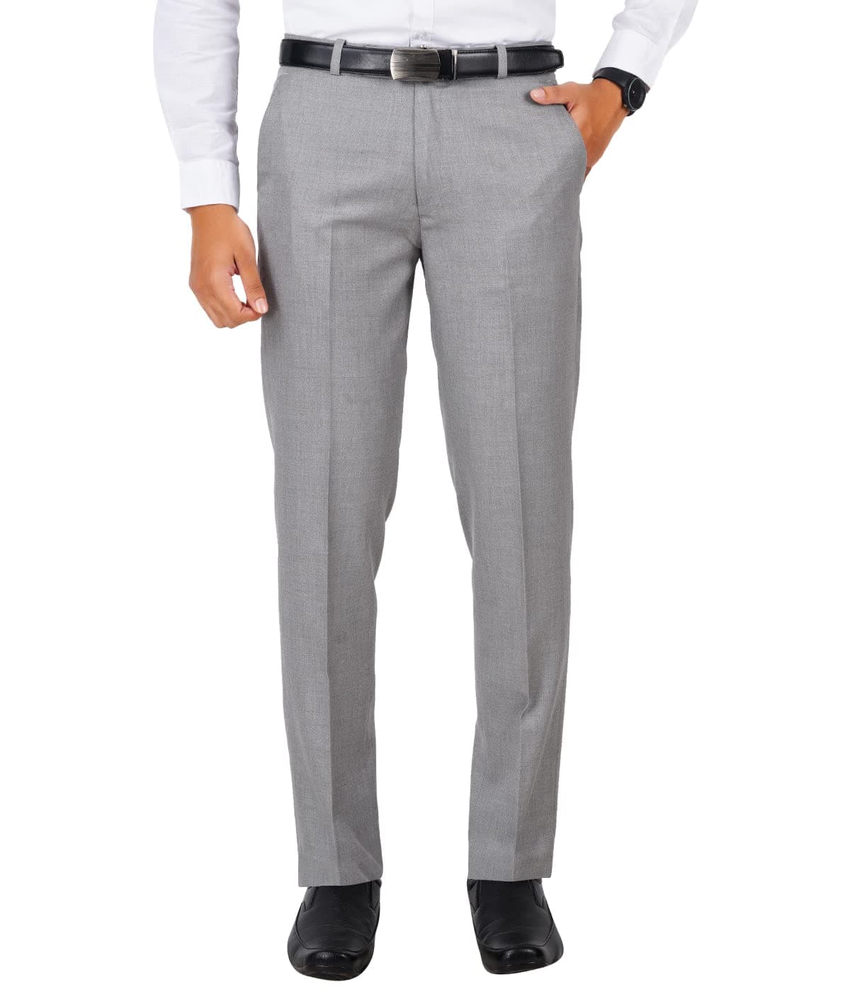 McHenry Men's Solid Formal Regular Fit Stretchable Wrinkle Free PolyViscose Trousers