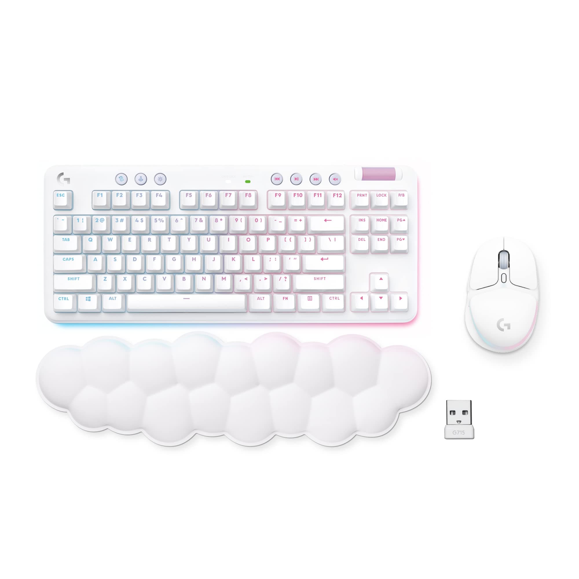 Wireless Gaming Combo, G715 Keyboard Linear + G705 Mouse, Customizable LIGHTSYNC RGB Lighting, Lightspeed Wireless, Bluetooth, PC/Mac/Laptop - White Mist