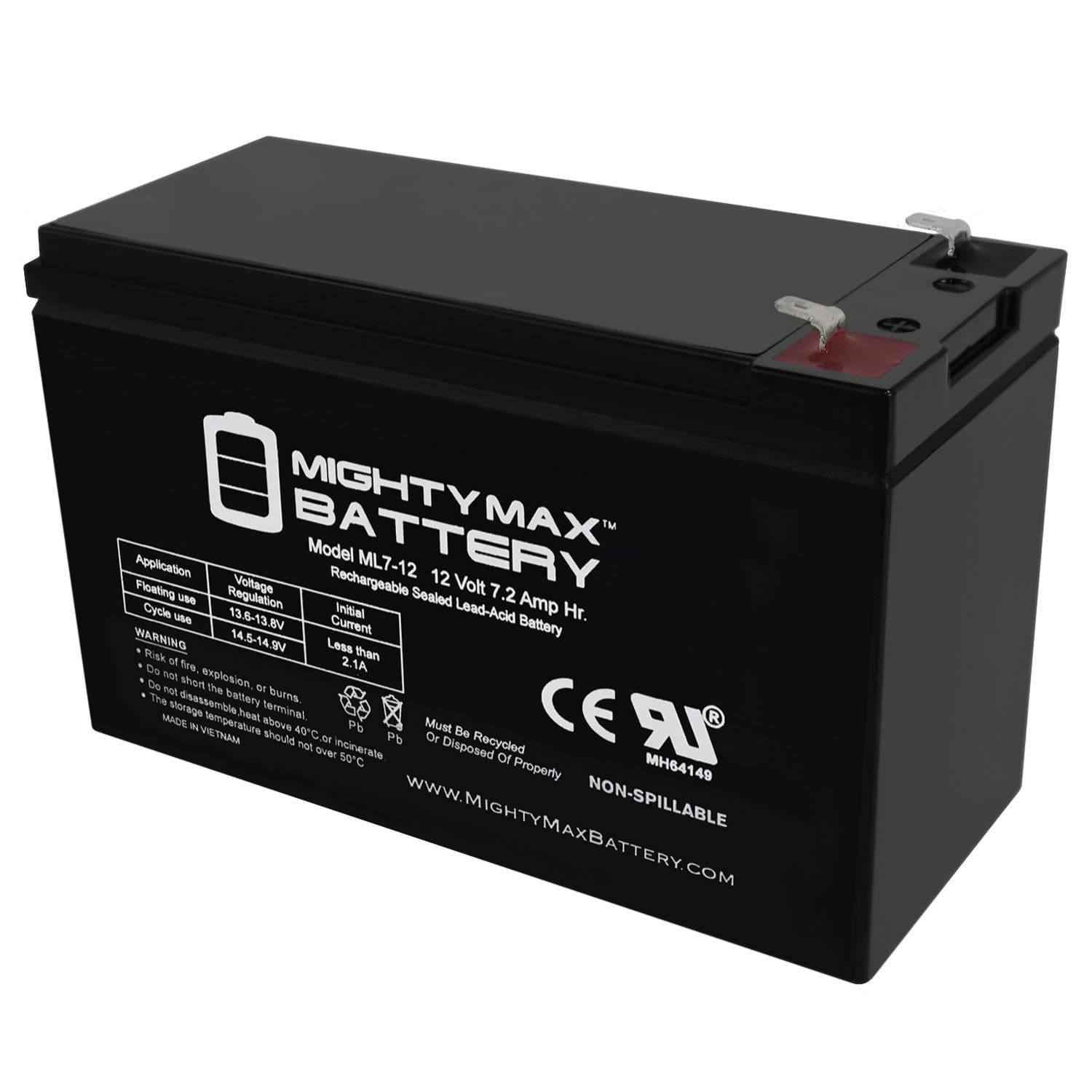 ML7-12 - 12V 7.2AH Replacement UPS Battery for APC Back-UPS-550 BE550G