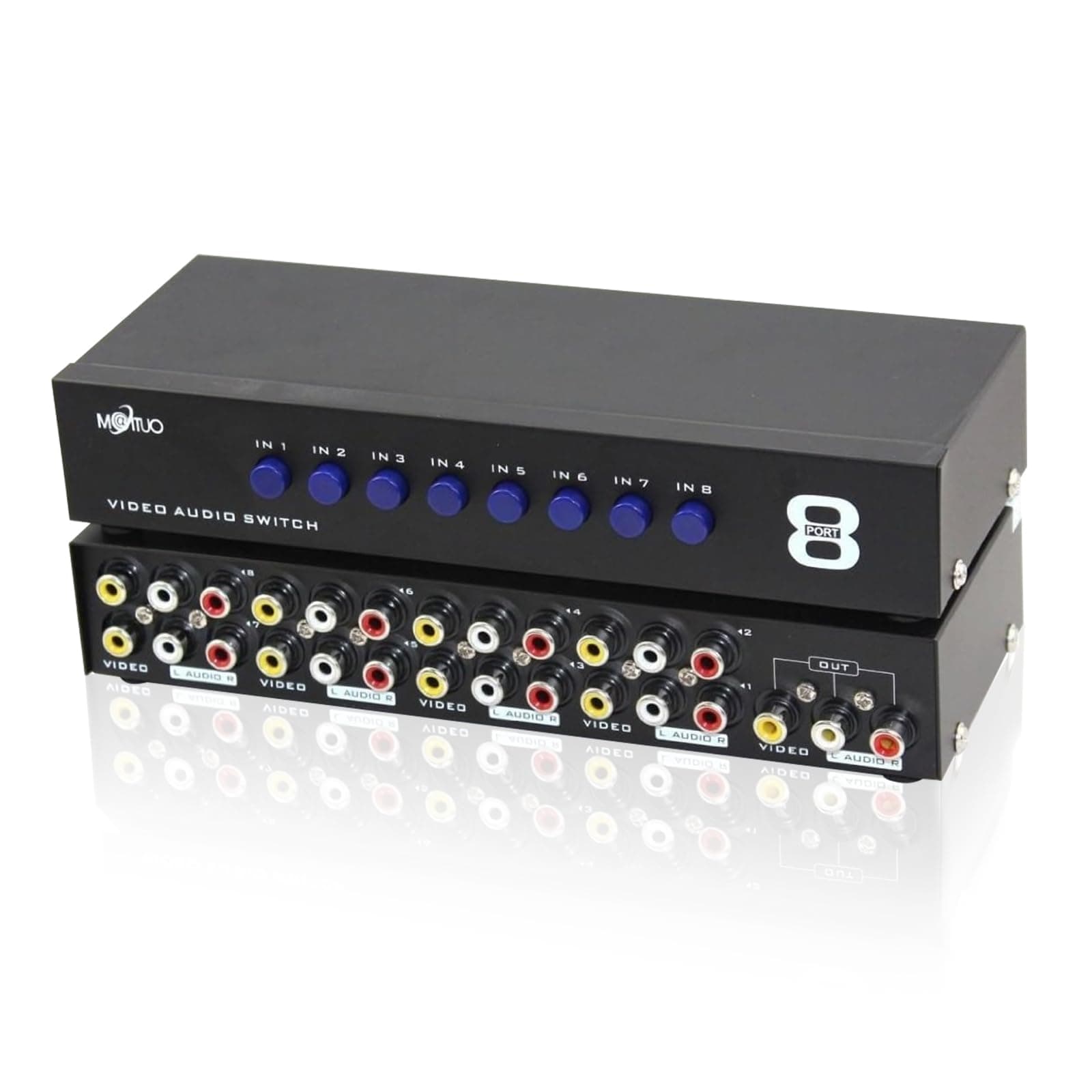 E-SDS 8-Way AV Switch RCA Switcher 8 in 1 Out Composite Video L/R Audio Selector Box for DVD STB Game Consoles CV0235