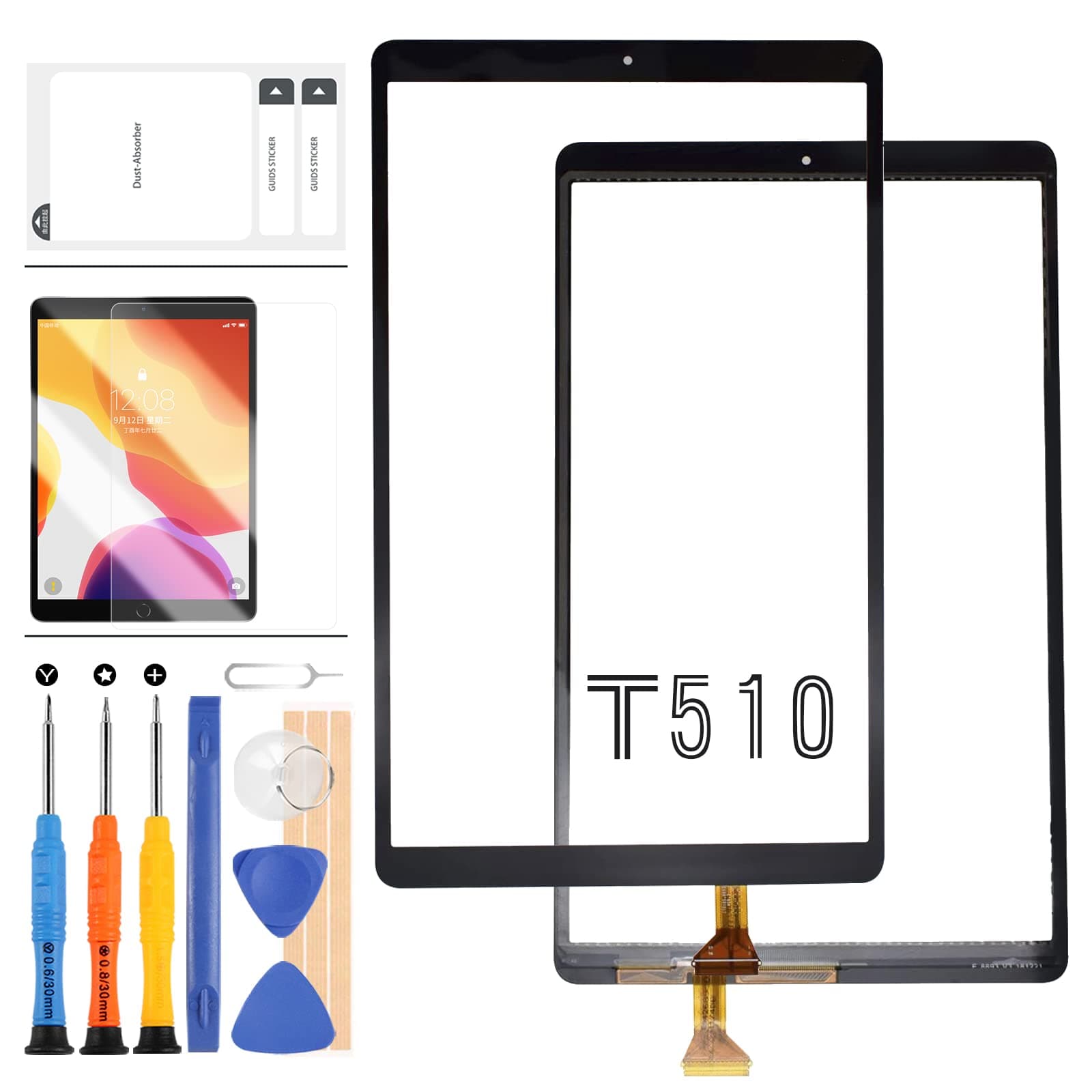 Screen Replacement Kit for Samsung Galaxy Tab A 10.1 2019 T510 T515 SM-T515 SM-T510 Touch Screen Digitizer Glass Panel Repair Parts for SM T510 Touchscreen Free Tools