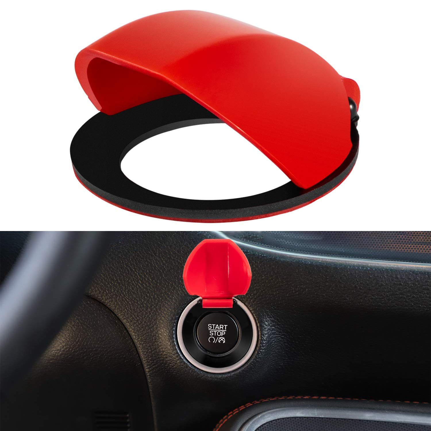 LAIKOU Engine Start Stop Button Switch Trim Cover Center Console Decoration Interior Accessories for Dodge Challenger 2015-2021 (Red)