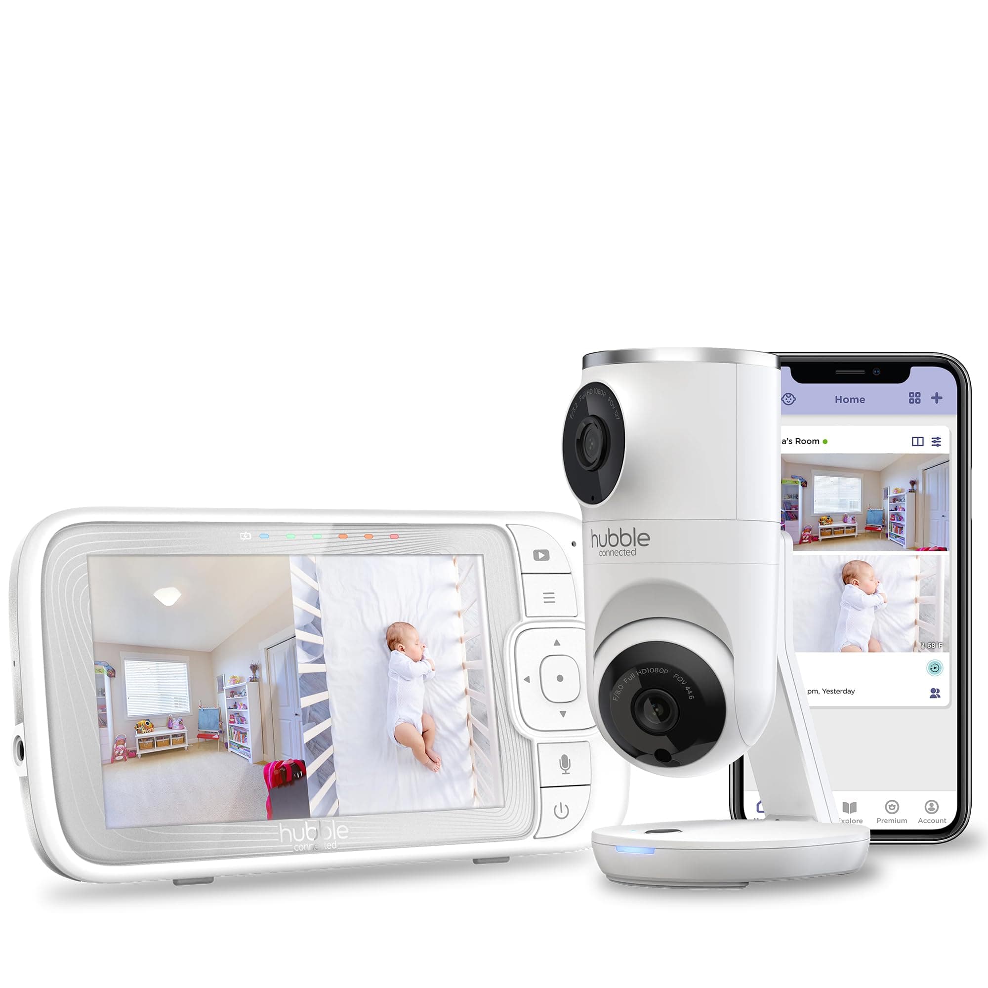 Dual Vision Smart HD Baby Monitor with 2 Cameras, WiFi Baby Monitor with App and Screen, Remote Pan Tilt Zoom, 2-Way Talk, AI Motion Tracking, Night Vision, Room Temperature Sensor