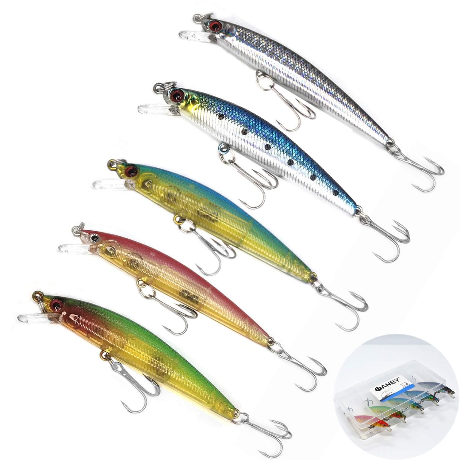 WANBY Fishing Lures Proven Explosive Color Special Minnow Swimbait Vibrating Jigging Freshwater Saltwater Lures with Hook Fishing Tackle for Trout Bass Salmon (Minnow)