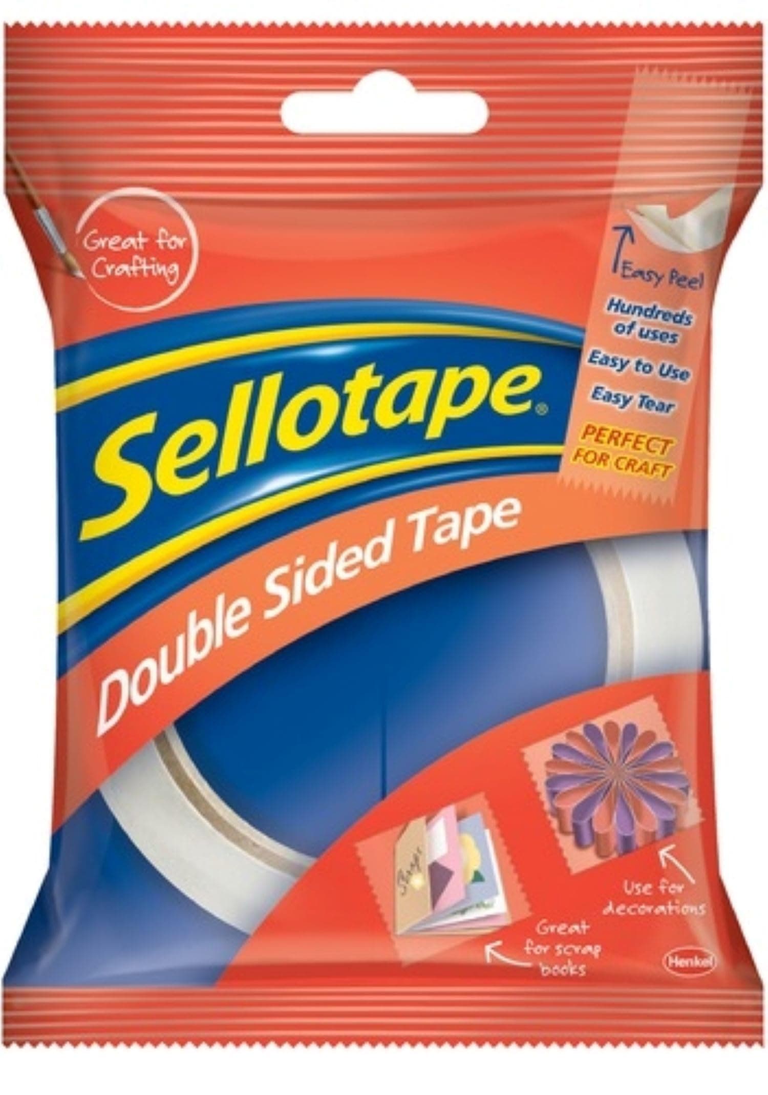 Sellotape Double Sided Tape, Strong Double Sided Tape for Everyday Use, Mounting, Arts & Crafts, Easy to Use Double Sided Sticky Tape with Solid Grip & Easy Peel, 12mmx33m