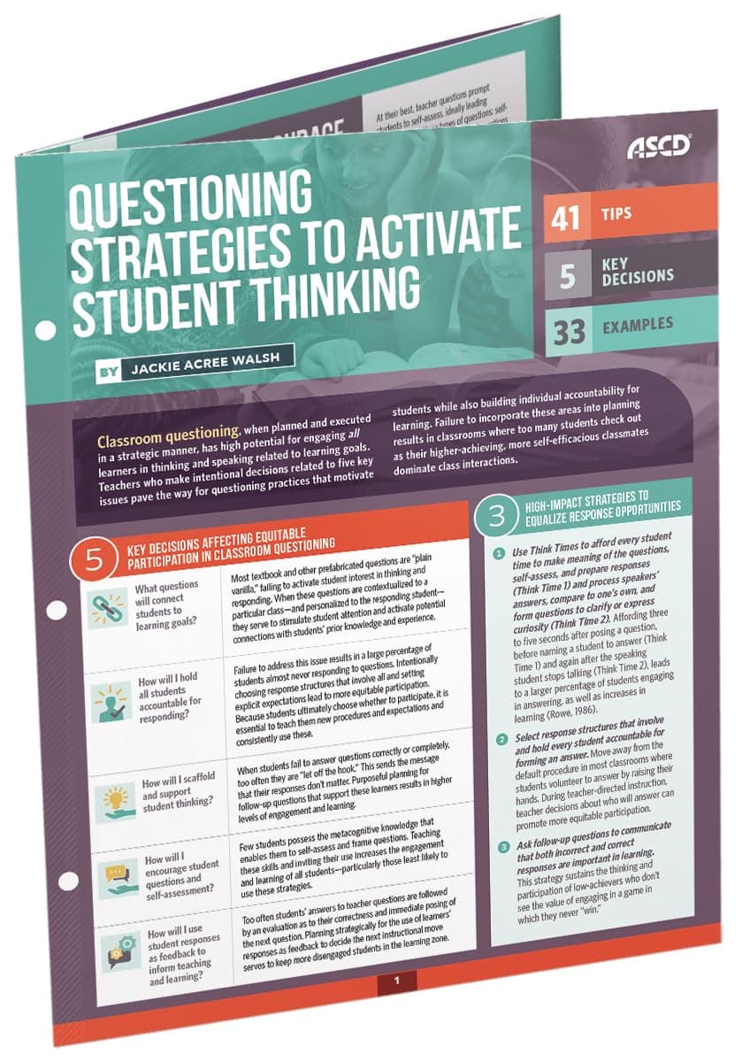 Questioning Strategies to Activate Student Thinking: Quick Reference Guide Paperback – 30 Mar. 2017