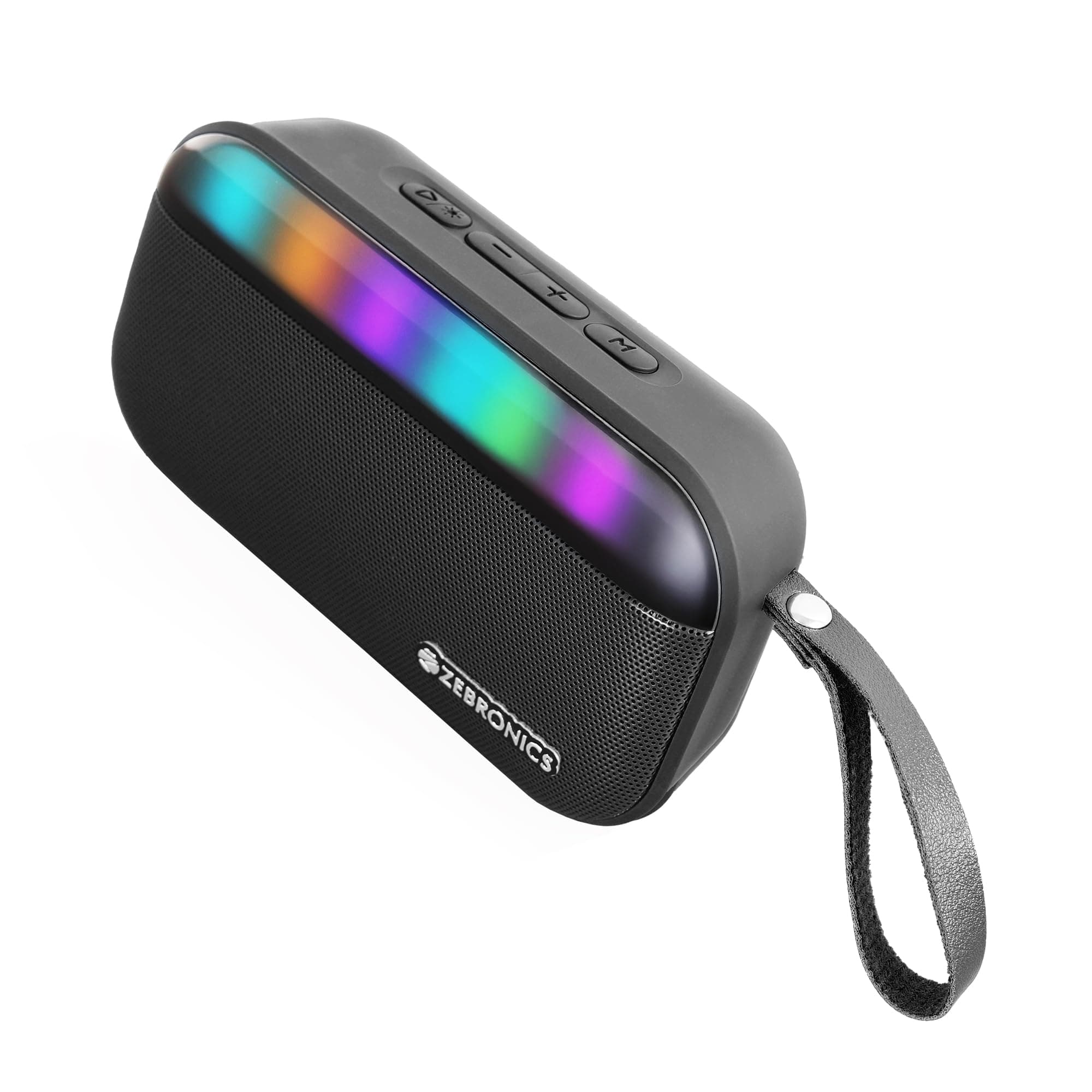 County 7 Portable Bluetooth Speaker, 8 Watts, Upto 8 Hours Playback, Passive Radiator, BTv5.3 | mSD | TWS | USB, RGB LED, Call Function, Carry Loop (Black)