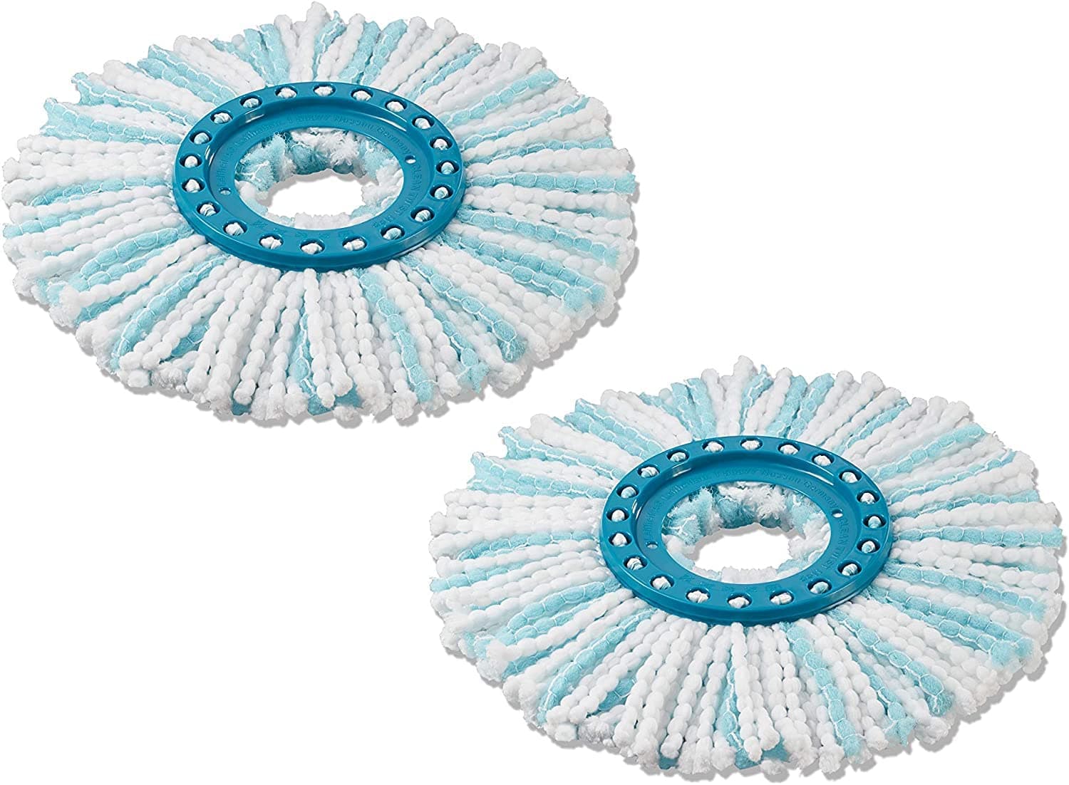 Leifheit Replacement Mop Head Clean Twist Disc Mop x 2 Pack – Dual Fibre System for Deep Cleaning & Maximum Absorption – Compatible with Clean Twist Systems – Set of 2 – White/Turquoise
