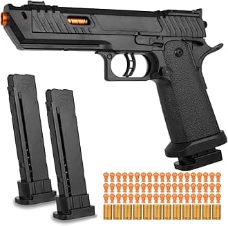 Soft Bullet Toy Gun Shell Ejecting with 120 Bullets, Rapid-fire Realistic Toy Gun for Boys, Shooting Game Toy Pistol Model Gun, Christmas Birthday Gifts for Boys Girls Age 6+ (Black)