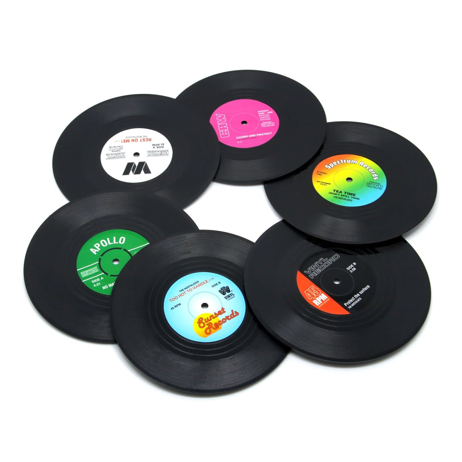 Coaster Vinyl Record Disk Coasters for Drinks - Tabletop Protection Prevents Furniture Damage (6 PCS Vinyl)
