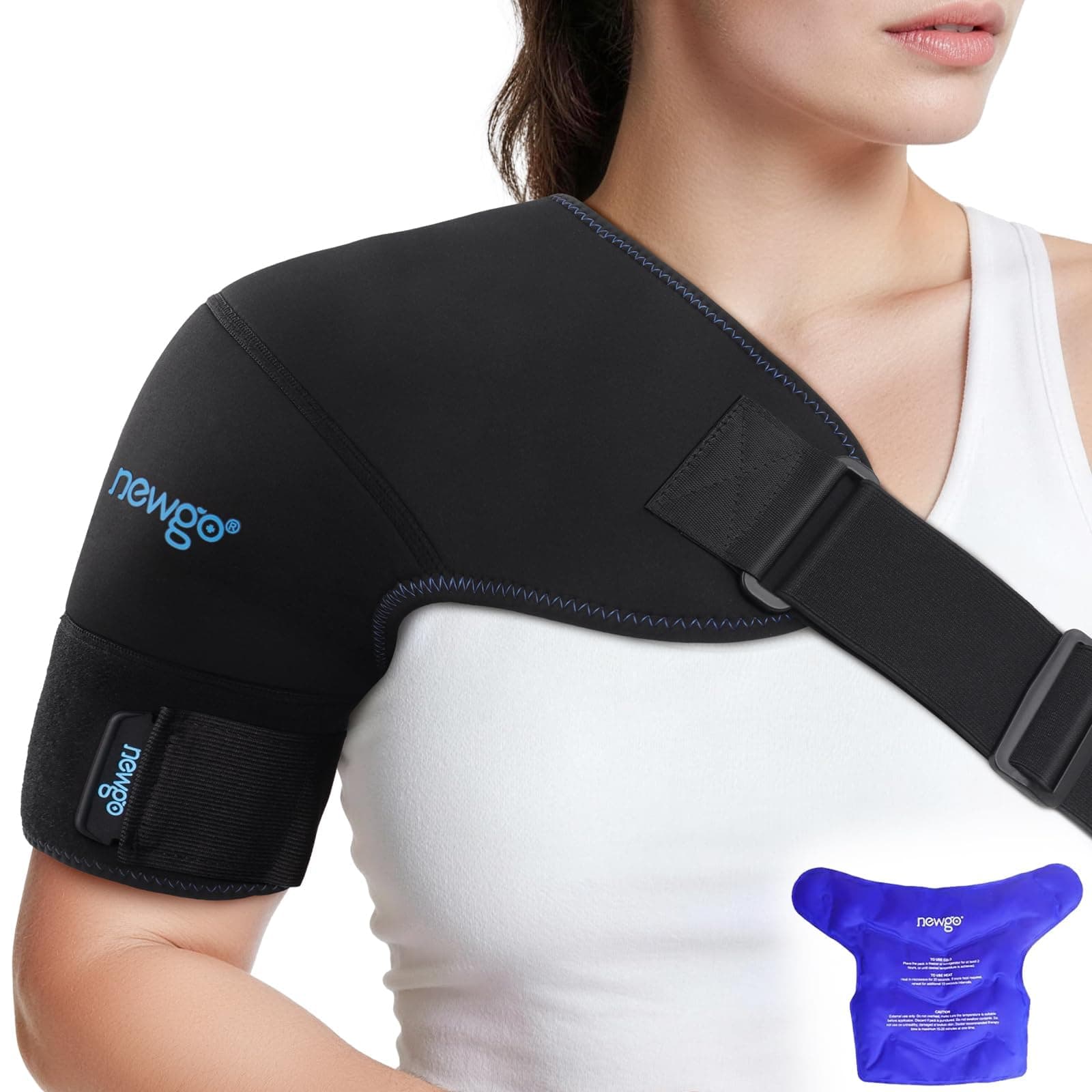 Shoulder Ice Pack Rotator Cuff Cold Therapy, FSA HSA Eligible, Shoulder Ice Pack Wrap Cold Pack for Pain Relief, Recovery After Surgery, Sore Muscles, Tendonitis- Black
