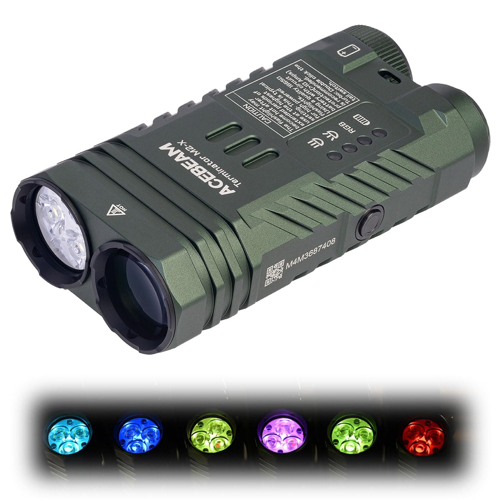 ACEBEAMM2-X Flat Flashlight 3200 High Lumens Multiple Light Sources EDC Lights with Spotlight Floodlight and Seven-Color Mix Light, Versatile Rechargeable LED Flashlight for Camping, Emergency, Home