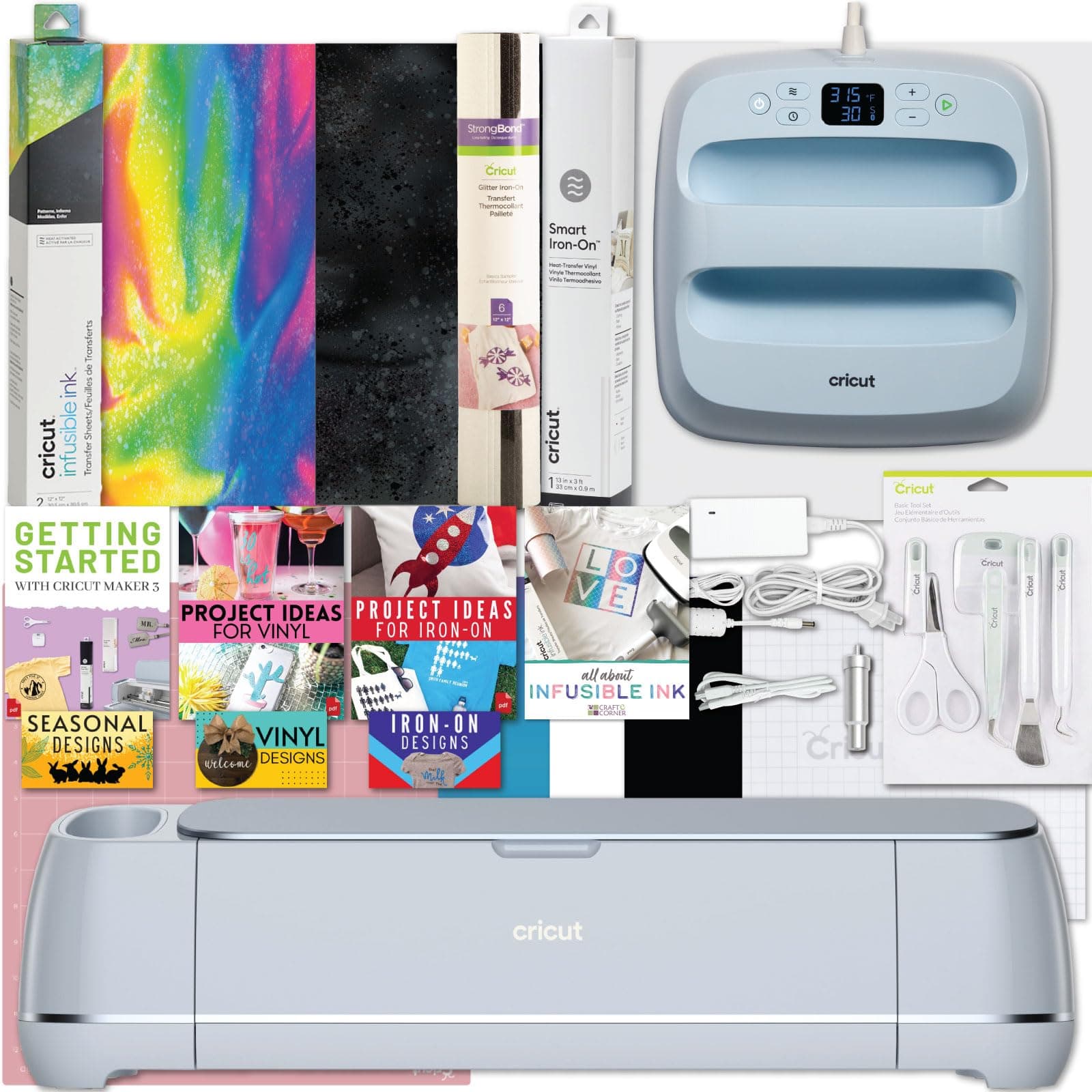 Cricut Maker 3 and Easy Press 3 Machine Combo Bundle DIY Cutting Machine with Easy Press Heat Press Machine (9 in x 9 in) Ideal for Custom T-Shirts, Totes, Bags, Pillows DIY Projects Sublimation
