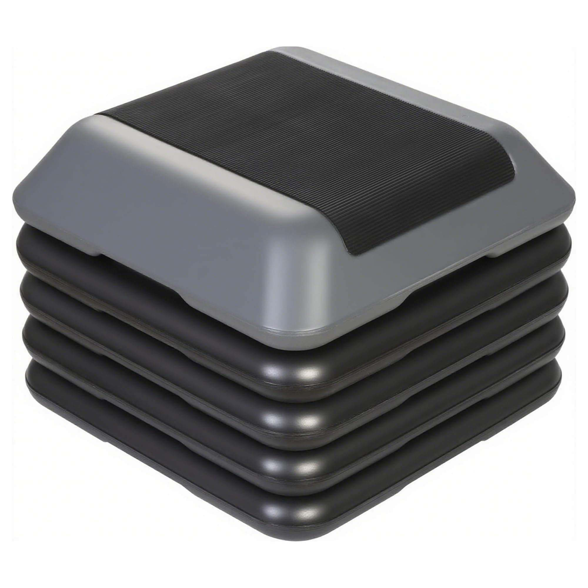 16 Inch Adjustable Aerobic Stepper Exercise Workout Step Platform Bench with 4 Risers 4"-6''-8''-10''-12' Height for Home Gym Fitness Training High Step Aerobics Platform