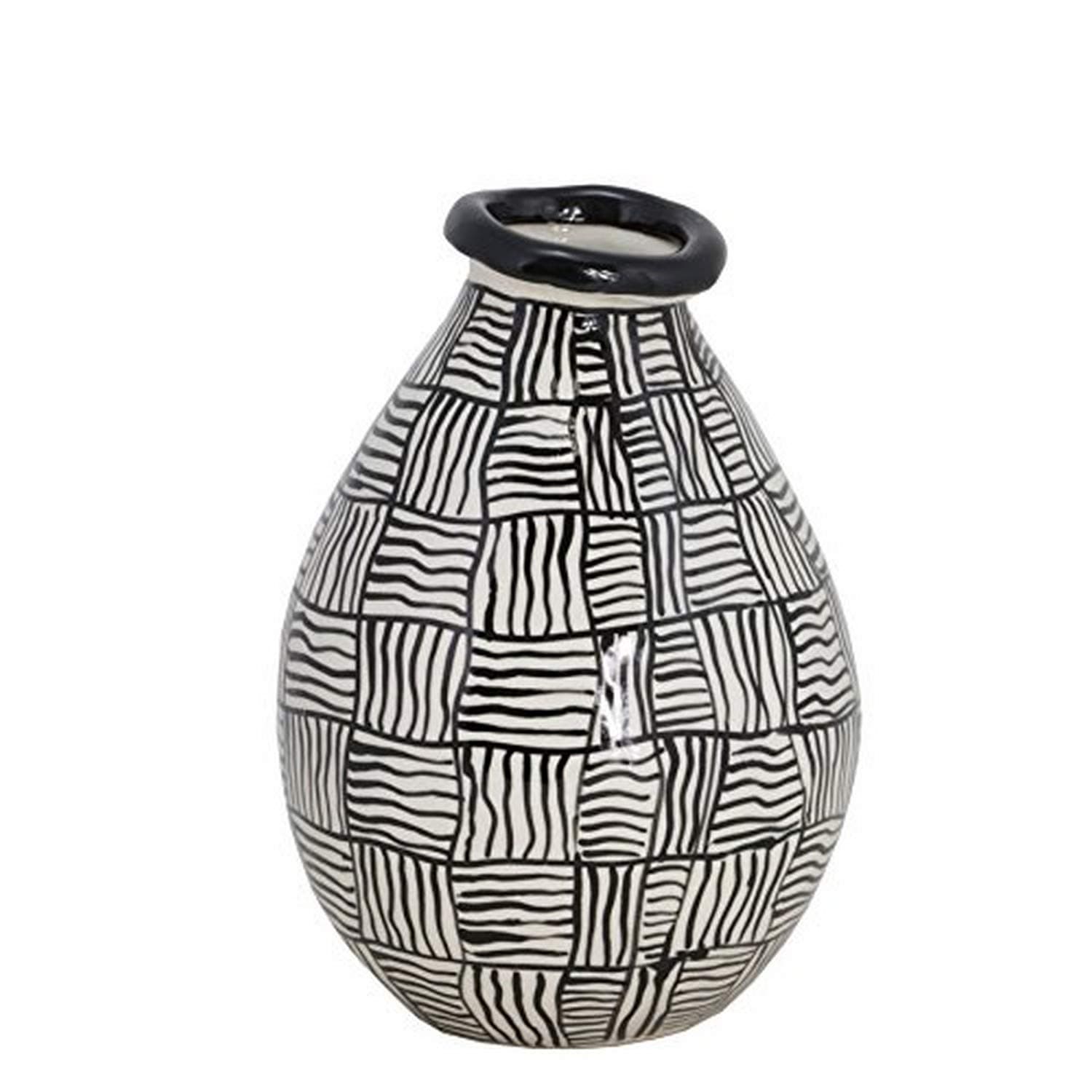 Accra Vase, White/Black
