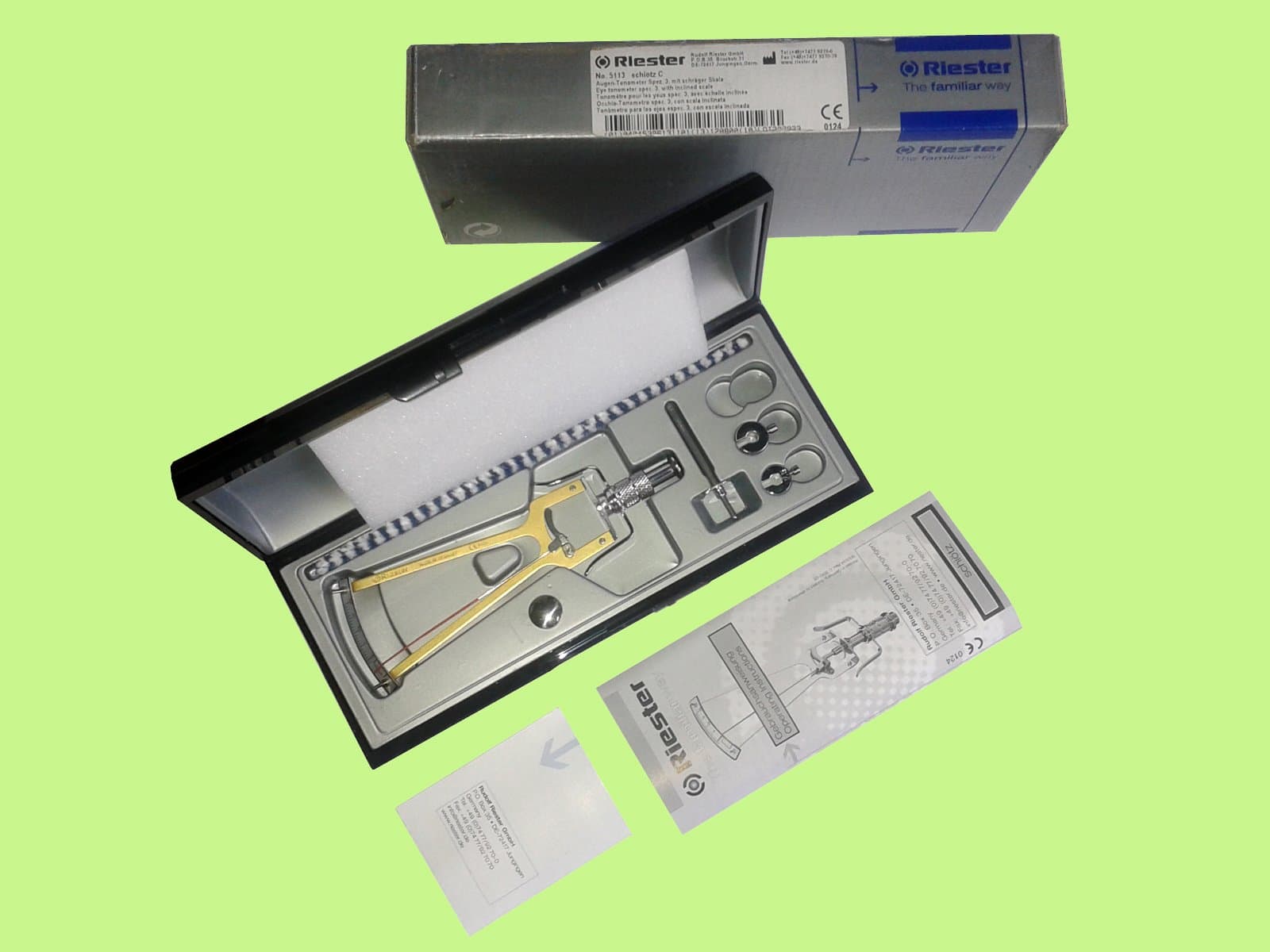 Schiotz Tonometer Riester with 3 Weights in Case