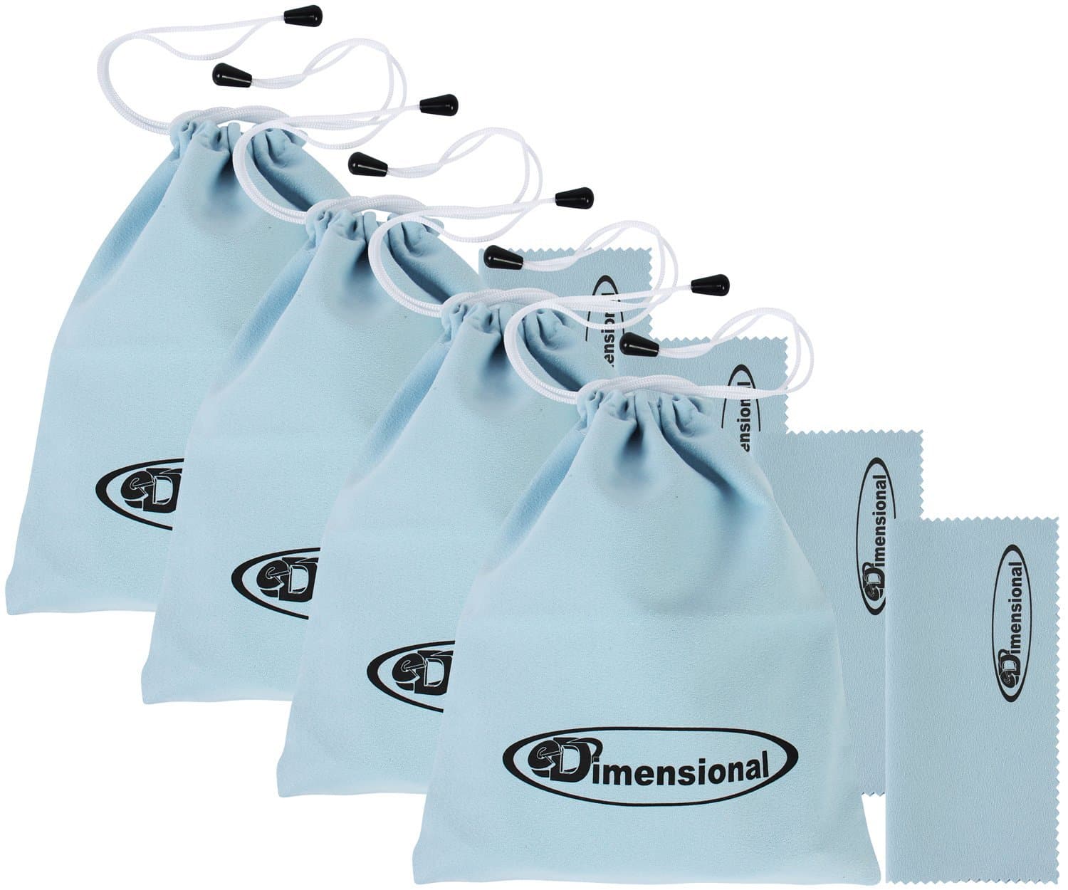 eDimensional 4 Pack eD 3D Glasses Storage Bag Sky Blue Compatible with Samsung 3D Glasses and All Other Active 3-D Glasses with Non Foldable Arms with Microfiber Cleaning Cloth!