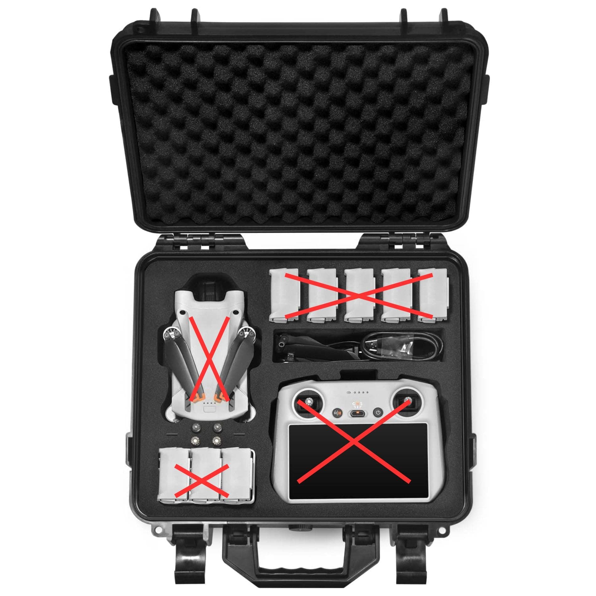 Maxbell Hard Shell Travel Case for Mini 3 Pro Drone & RC Controllers – Shockproof EVA Storage Bag with Multiple Compartments – Fits Mini 3 Accessories – Black