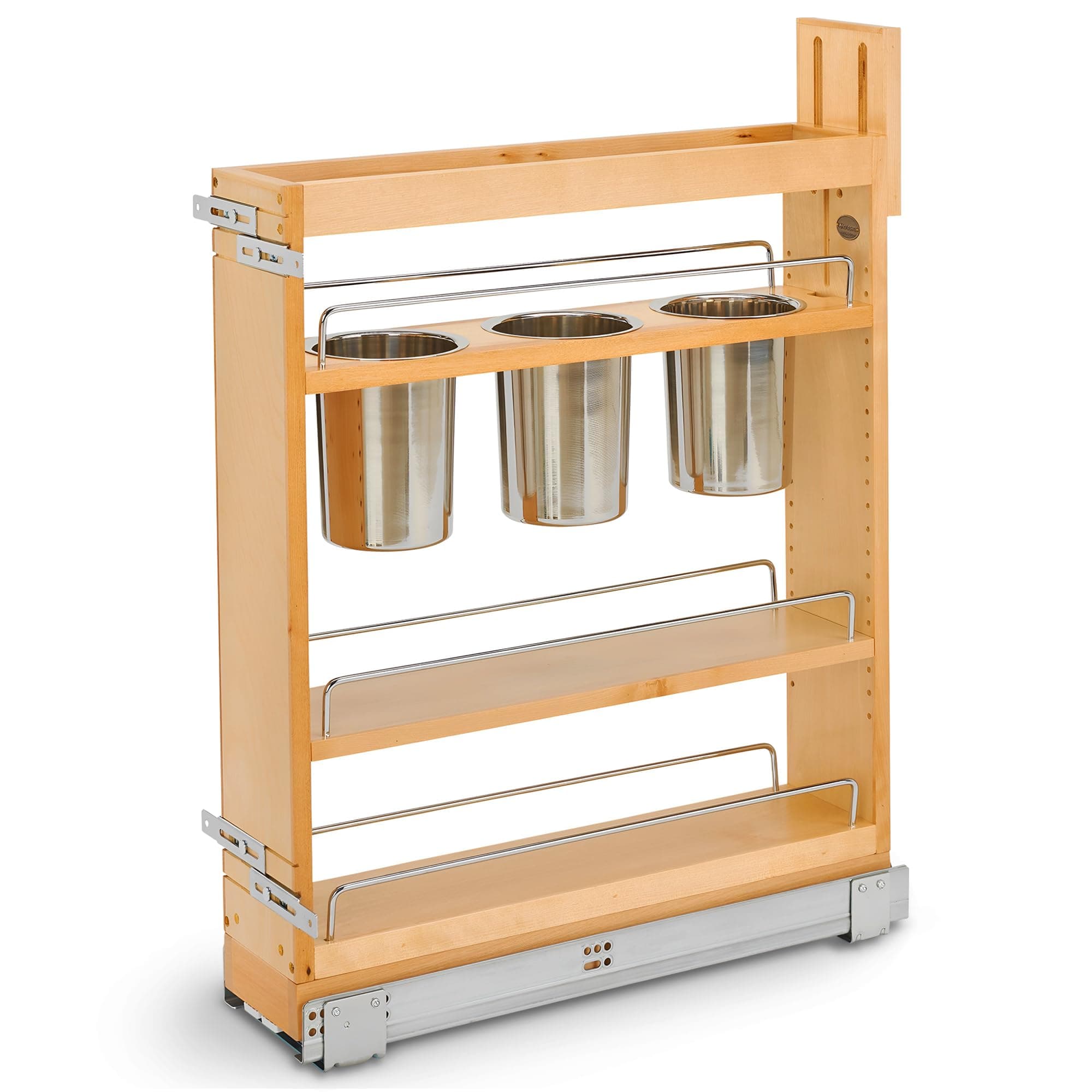 Rev-A-Shelf - 448UT-BCSC-5C - 5 in. Pull-Out Wood Base Cabinet Utensil Organizer with 3 Bins and Soft-Close Slides