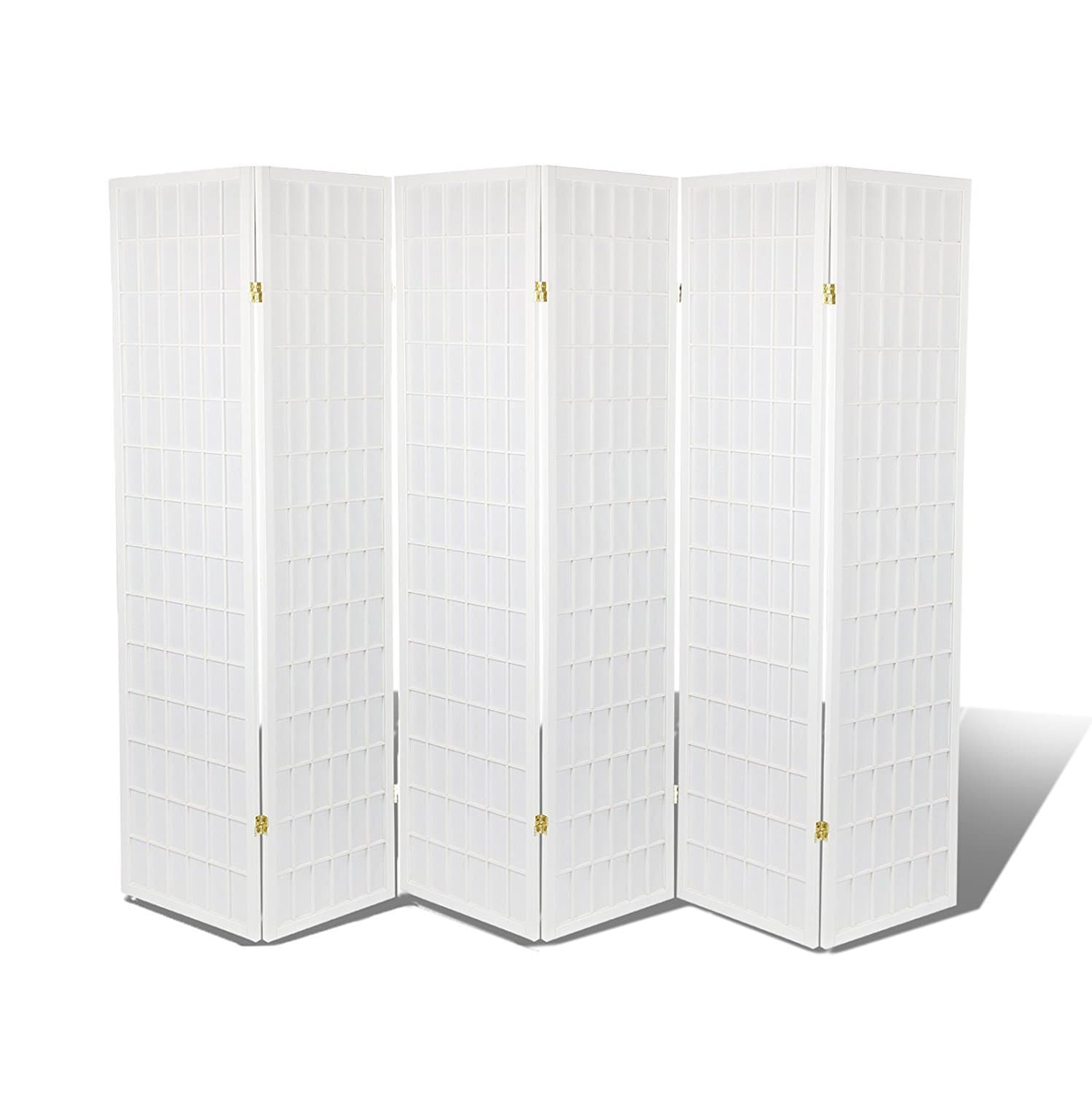 3-10 Panel Room Divider Square Design White (6 Panel)