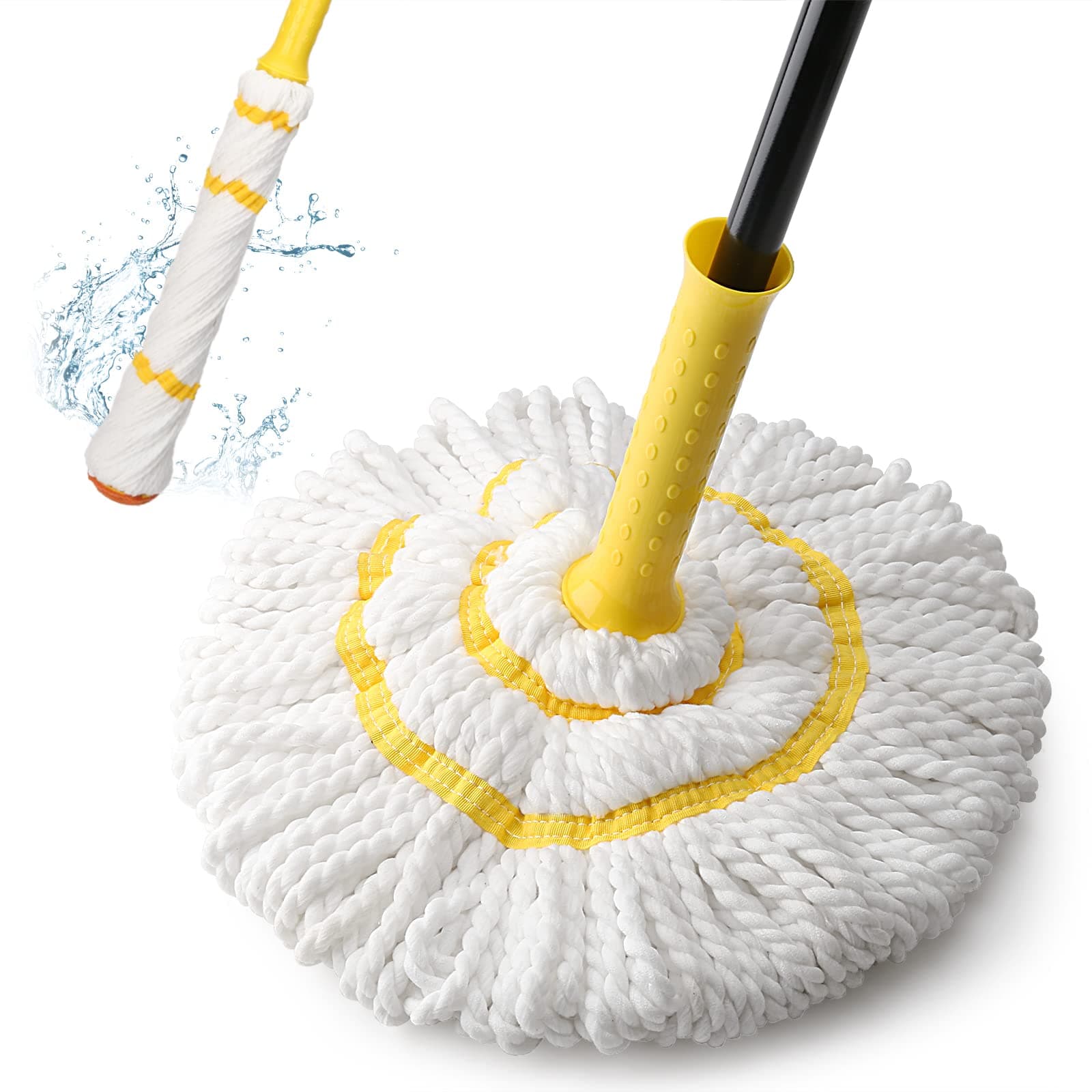 Self Squeeze Twist Mop for Floor Cleaning Long Handle Microfiber Floor Mop with Top Polishing Pad for Kitchen Hardwood Restaurant Bathroom Garage Warehouse Office 57"