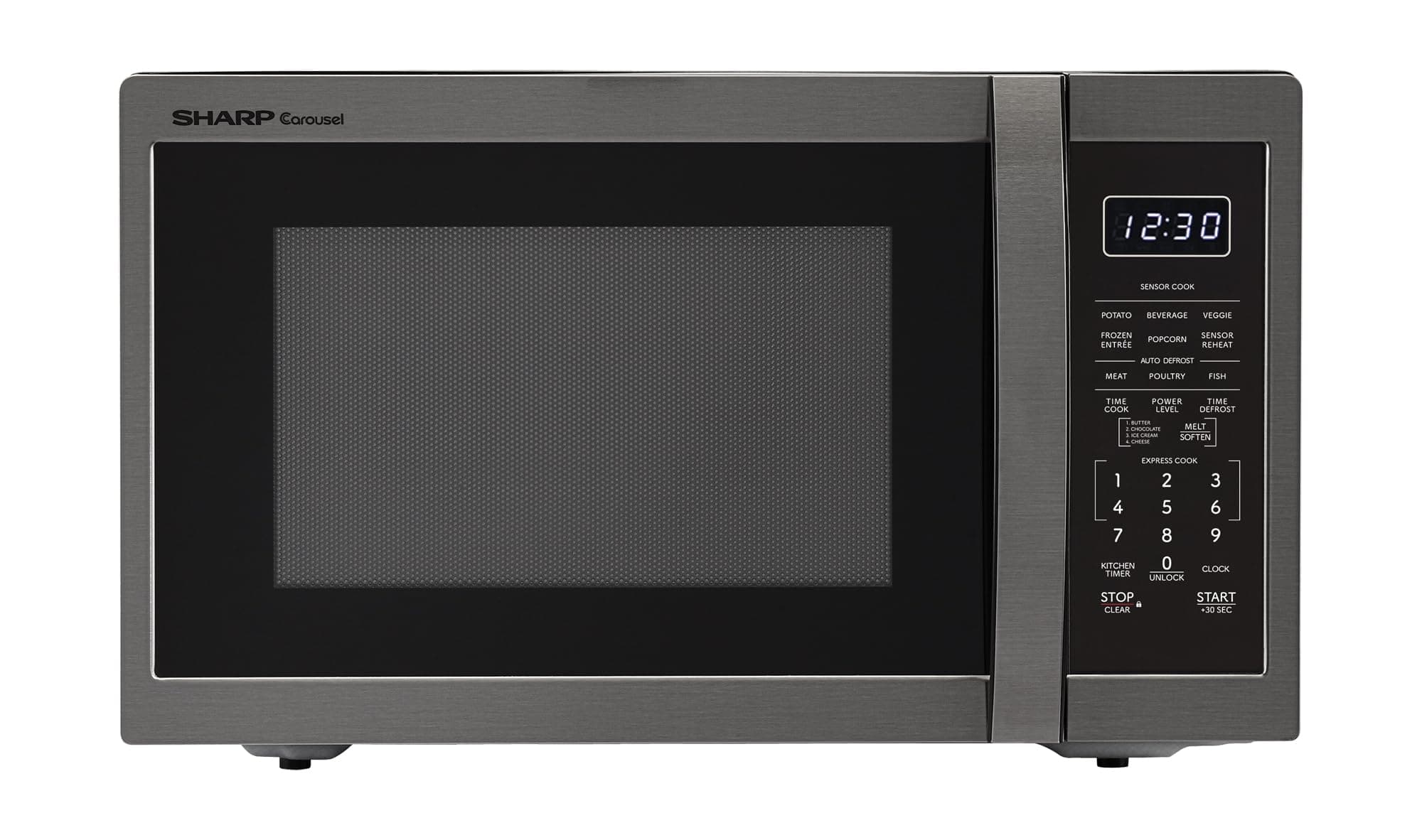 Countertop Microwave Oven with Removable 12.4" Carousel Turntable, 1.4 Cubic Feet, 1100 Watt, Black Stainless Steel