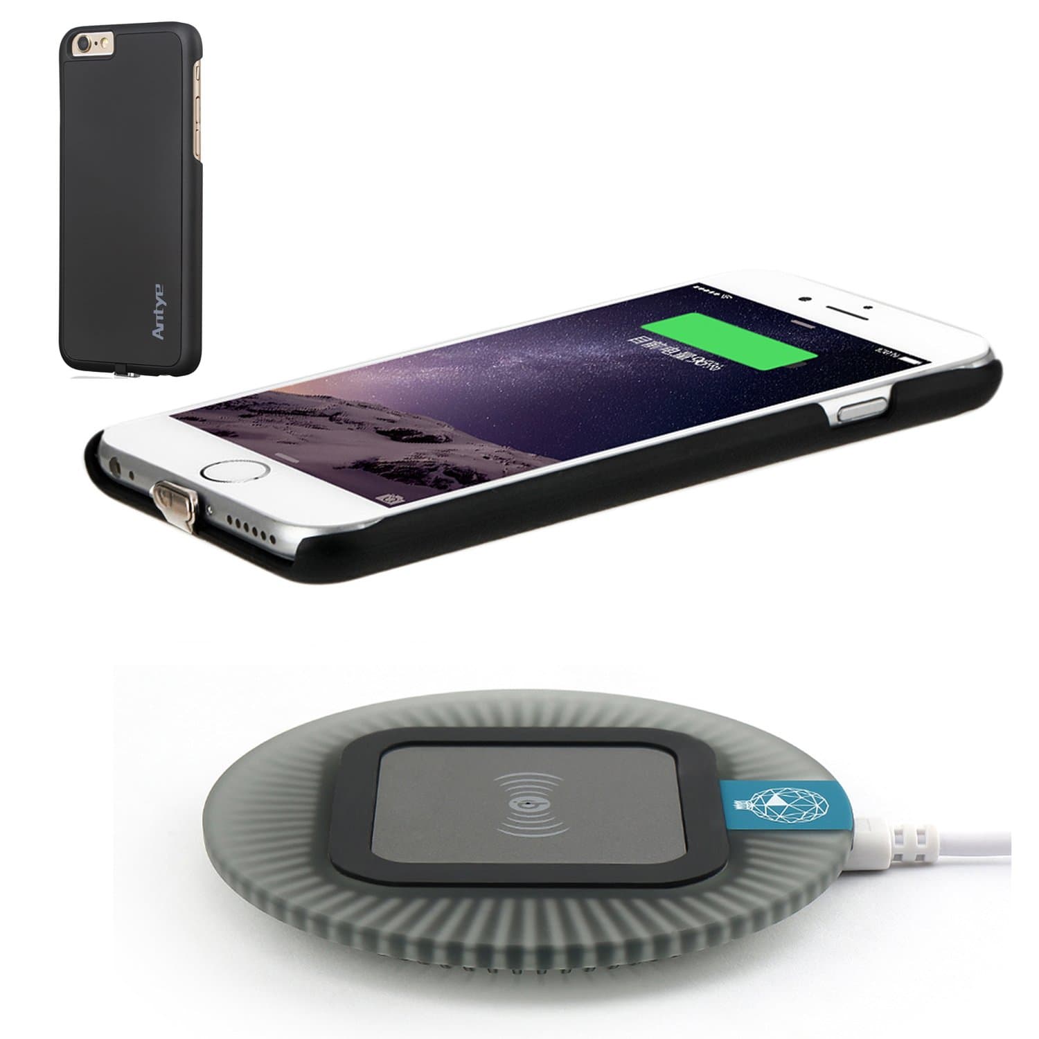 Wireless Charger Kit for iPhone 6 Plus/6S Plus, 2-in-1 Wireless Charging Receiver Case and Sleep-Friendly Charging Pad