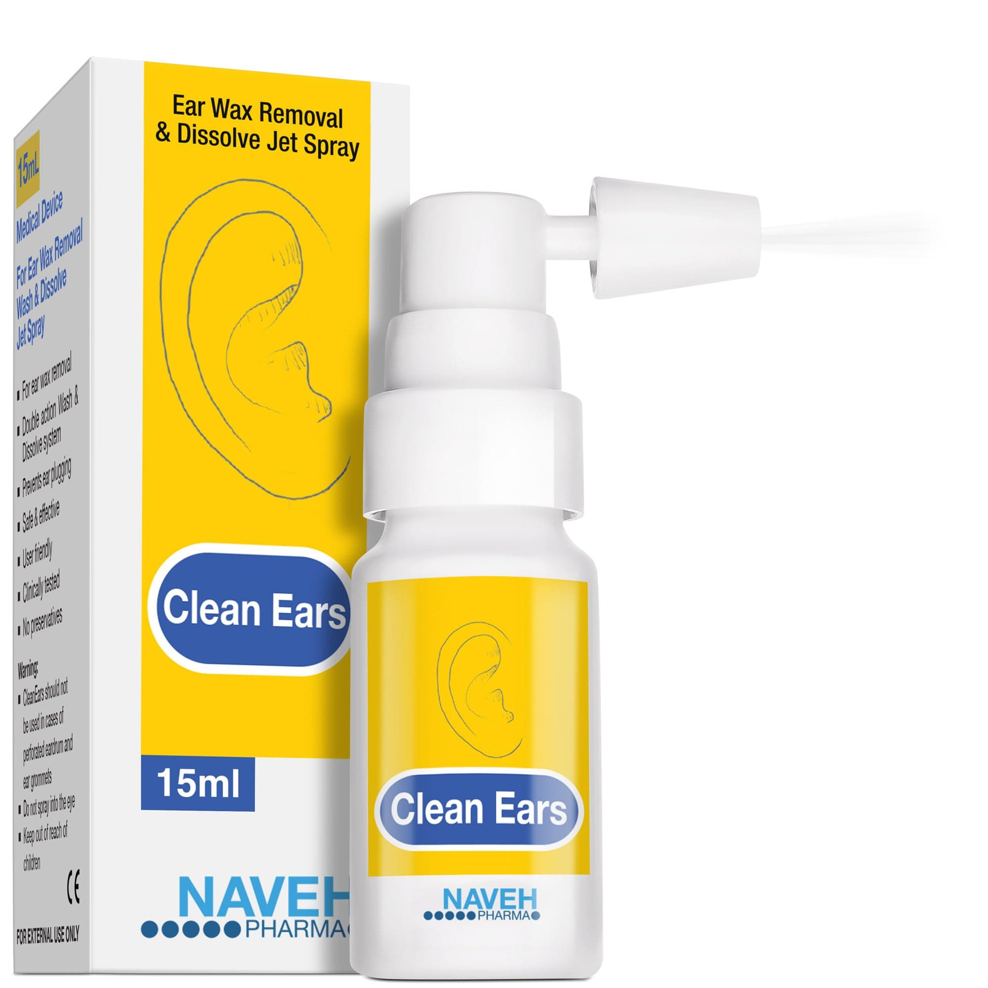 CleanEars | Fast-Acting Ear Wax Removal Spray | Breaks Down & Dissolves Earwax in Just 1 Treatment | Clinically Proven to Be 300% More Effective W/Mineral Oil | Gentle & Safe | 0.5 Fl Oz