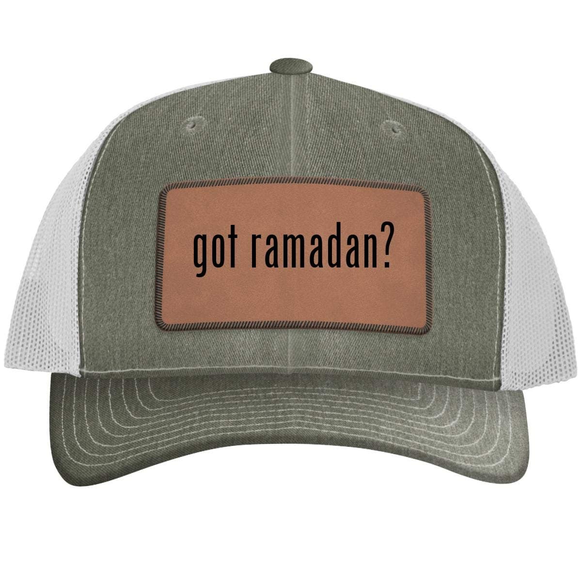 One Legging it Around got Ramadan? - Leather Dark Brown Patch Engraved Trucker Hat
