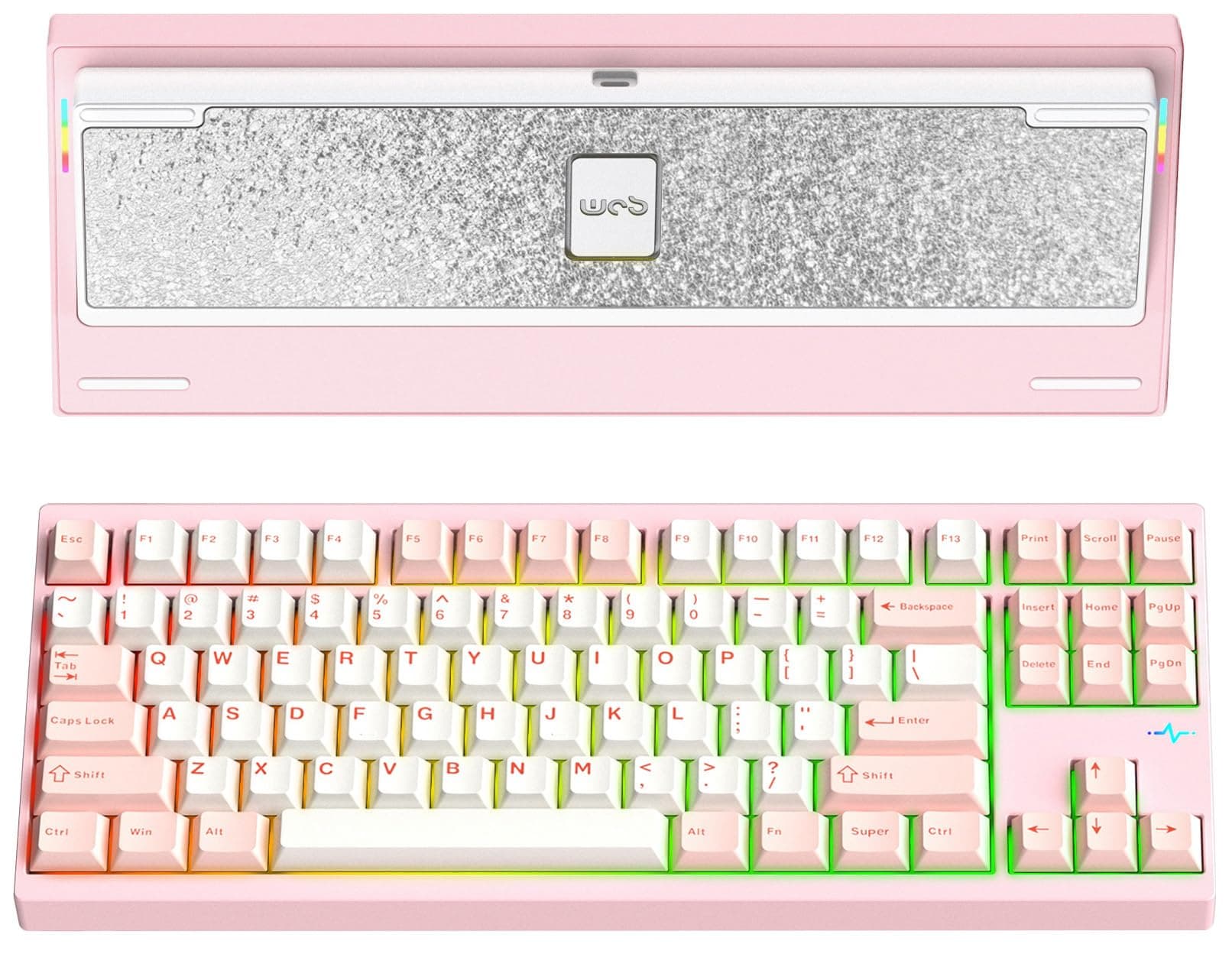KEEBMONKEY WOBKEY Crush80 Reboot CNC Aluminum 5-Second Quick-Release Triple-Mode Connectivity Mechanical Keyboard with Superior Acoustics (Pro Pink)