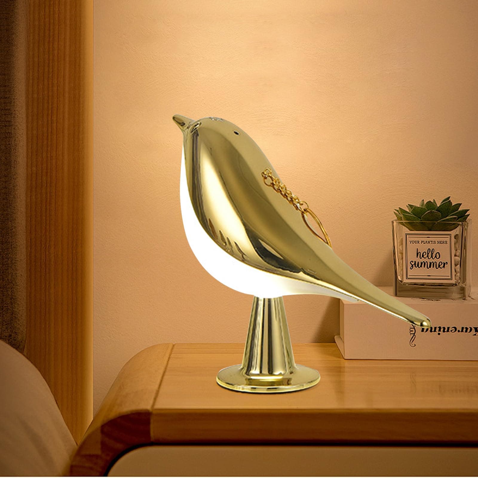 Small Cordless Bedside Table Lamp with Touch Sensor, Bedside Gift, 3 - Level Brightness, Rechargeable Desk Lamp for Bedroom and Office (Champagne - Round)