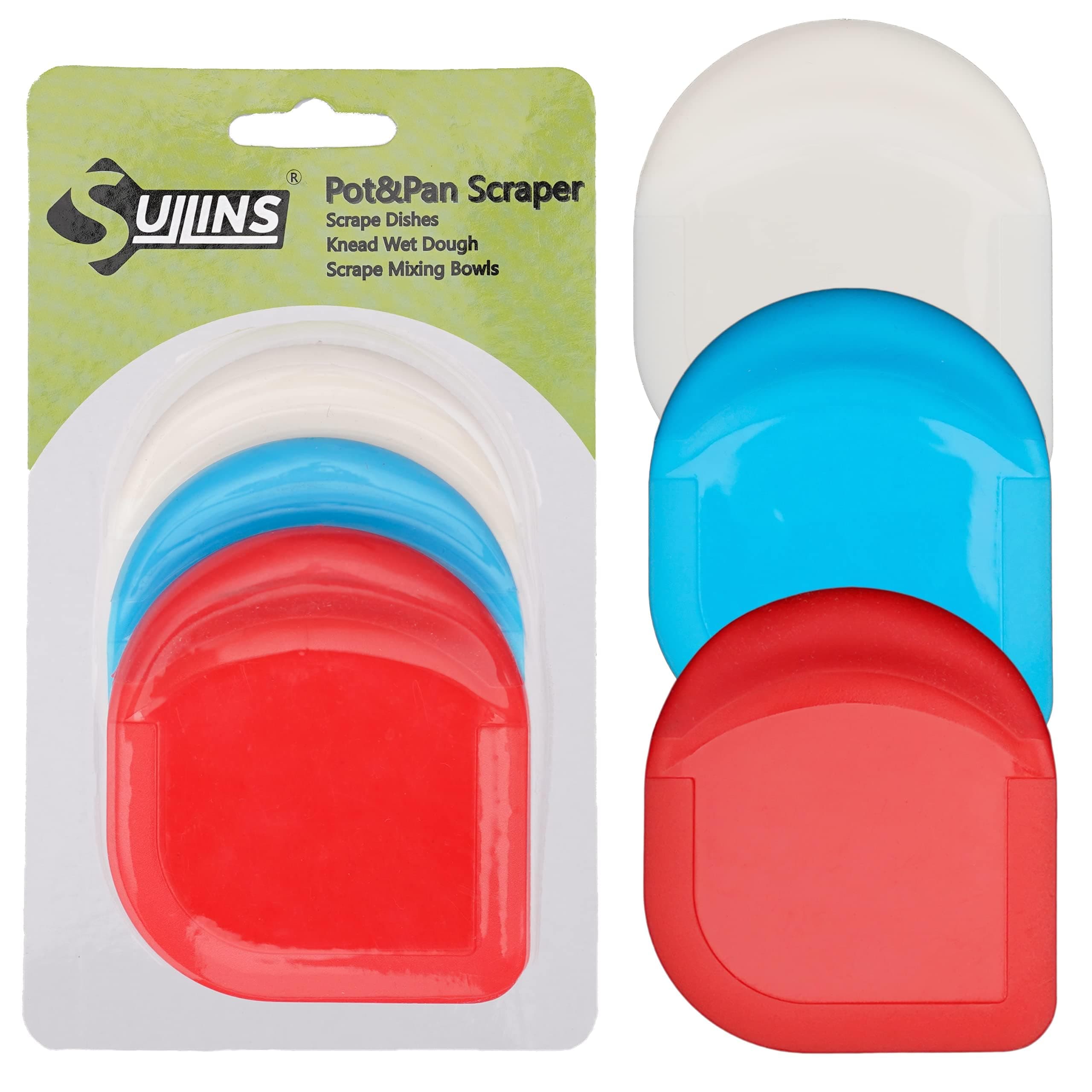 Pan Scraper, Pack Of 3 | Pan Scraper Tool | Pot Scraper | Dish Scraper | Dish Scraper Tool | Unique Silicone Grip Design - No Slipping Unlike Other Scrapers