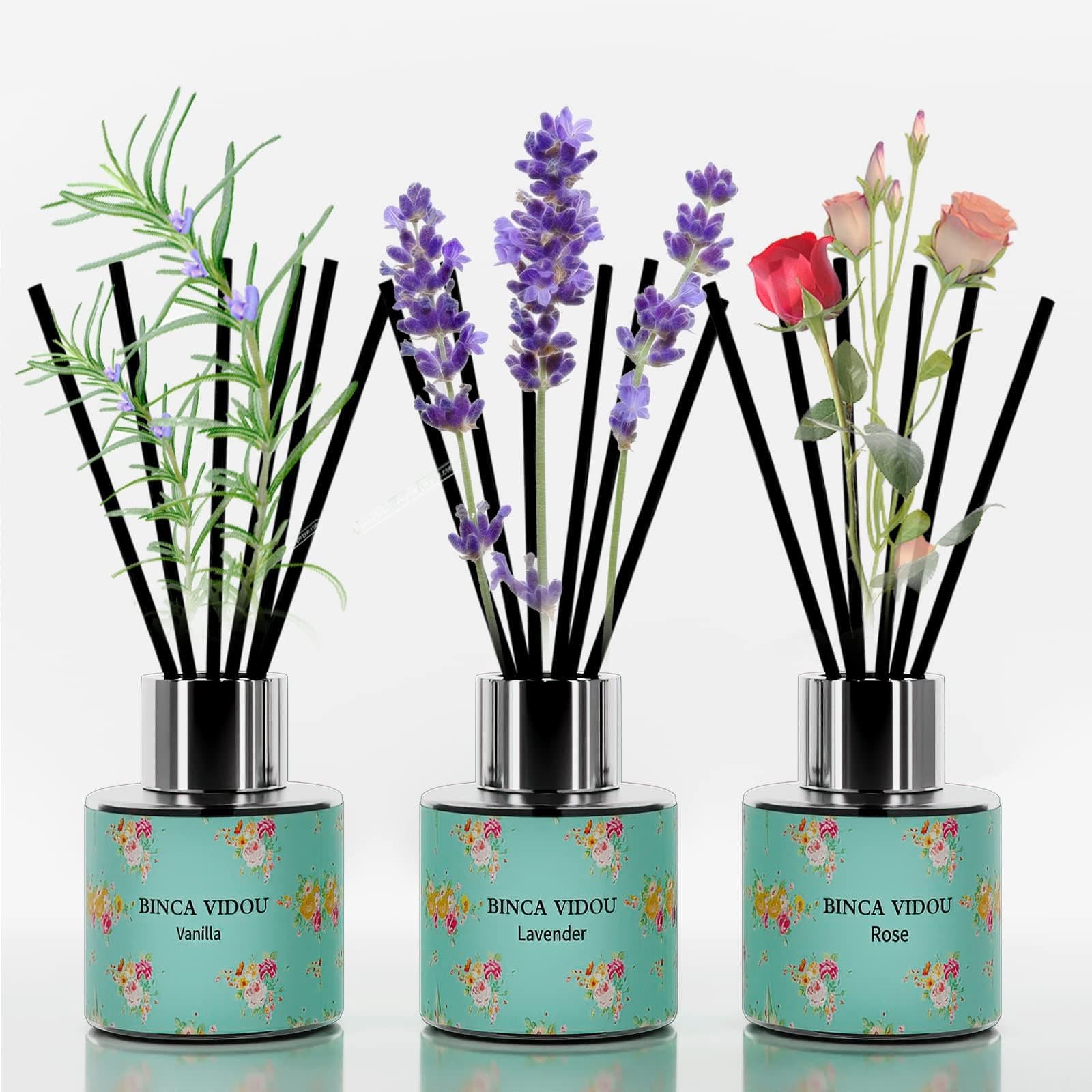 Binca Vidou Lavender, Vanilla, Rose Reed Diffusers Set