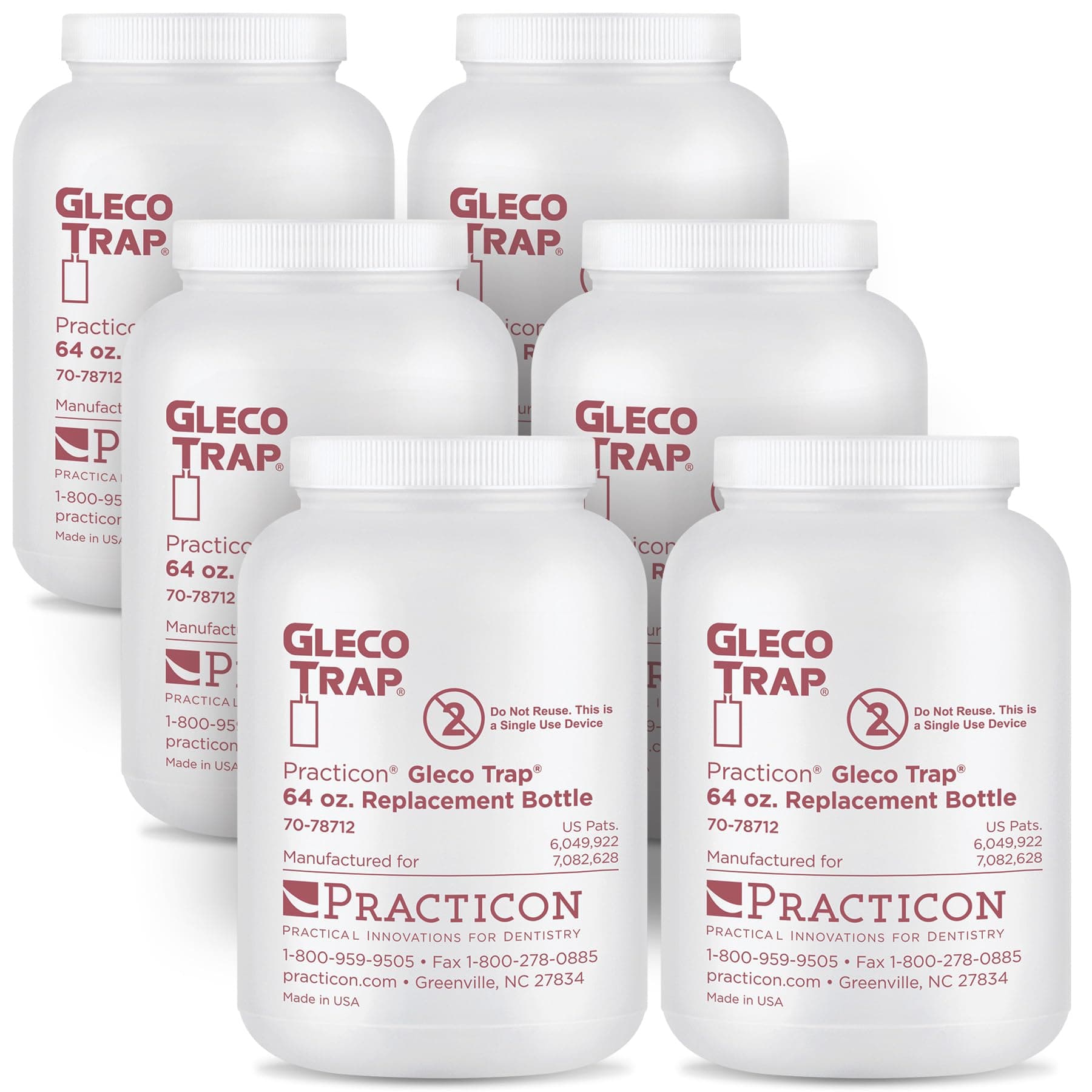 Practicon 7078712 Gleco Trap Replacement Bottle, 64 oz., Pack of 6