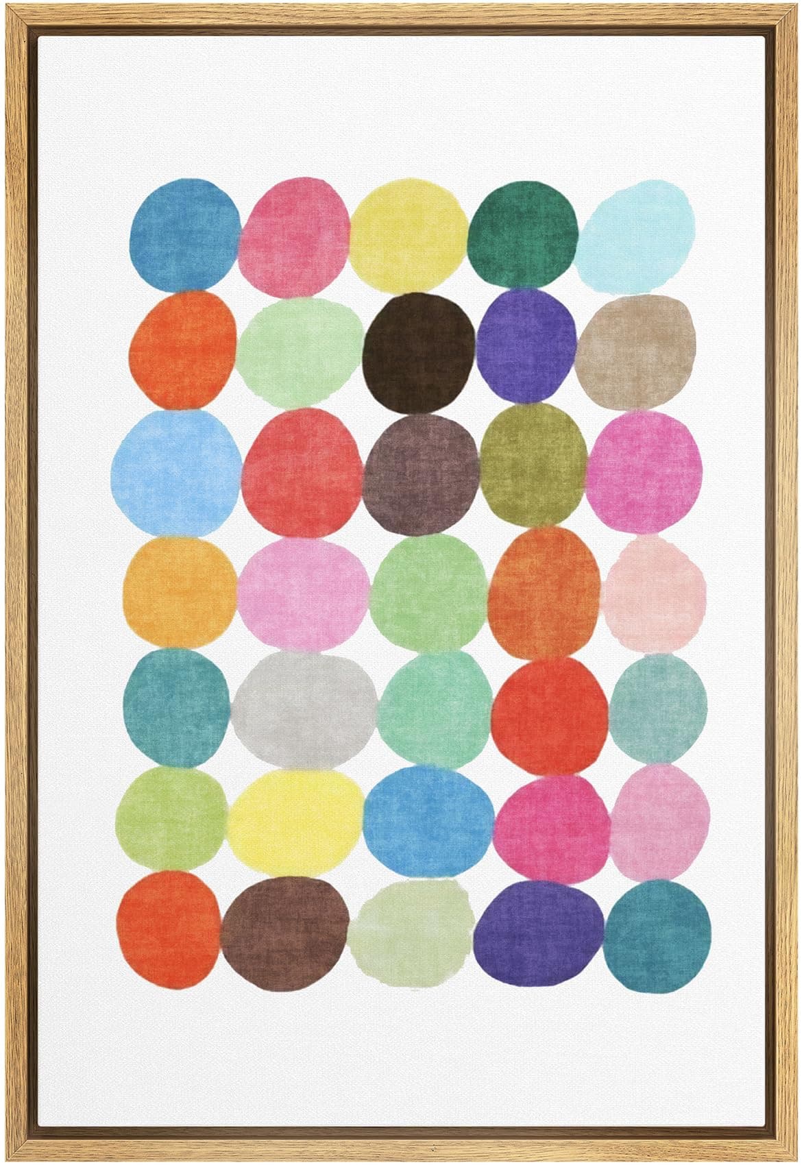 IDEA4WALL Framed Canvas Print Wall Art Rainbow Circle Array Geometric Shapes Illustrations Modern Art Mid-Century Modern Ultra for Living Room, Bedroom, Office - 24"x36" Natural