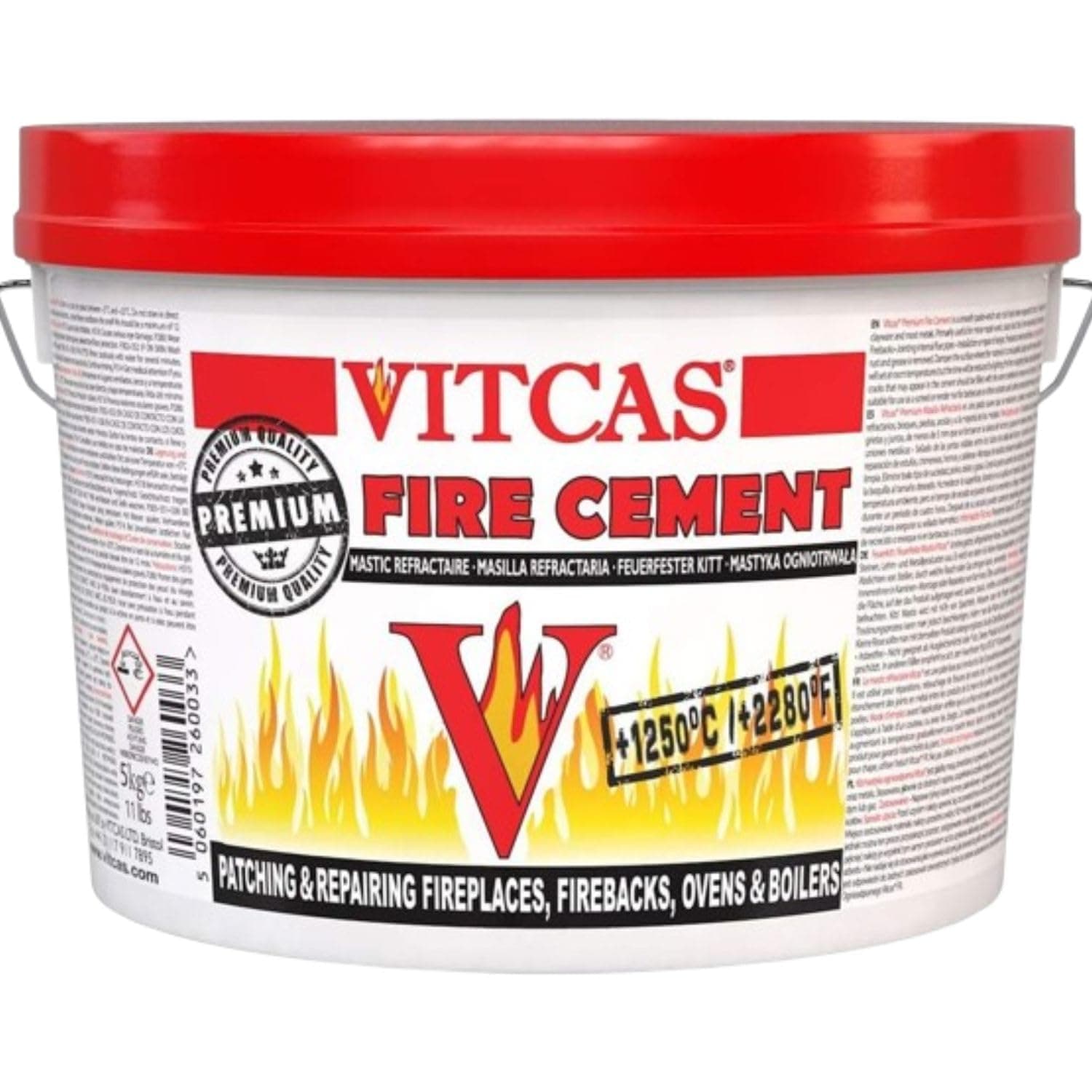 VITCAS Premium Fire Cement – Fire Bricks – Excellent Adhesion – Fireproof – Patching and Repairing – Easy to use – 5KG