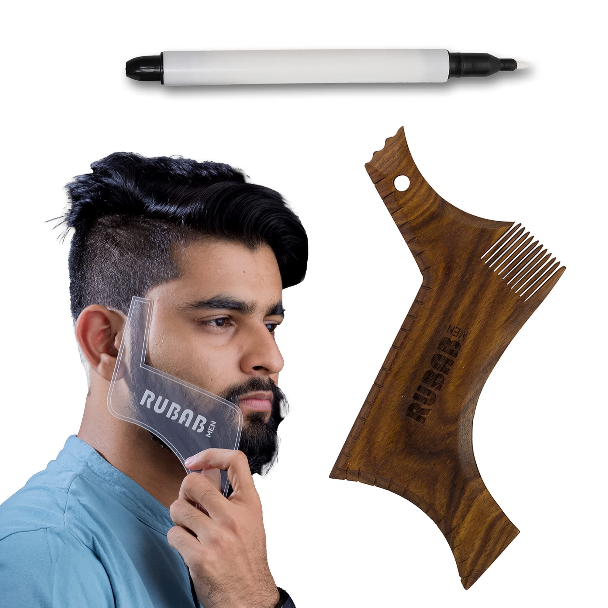 RUBAB MEN Beard Shaping Tool with Beard Marker Pen
