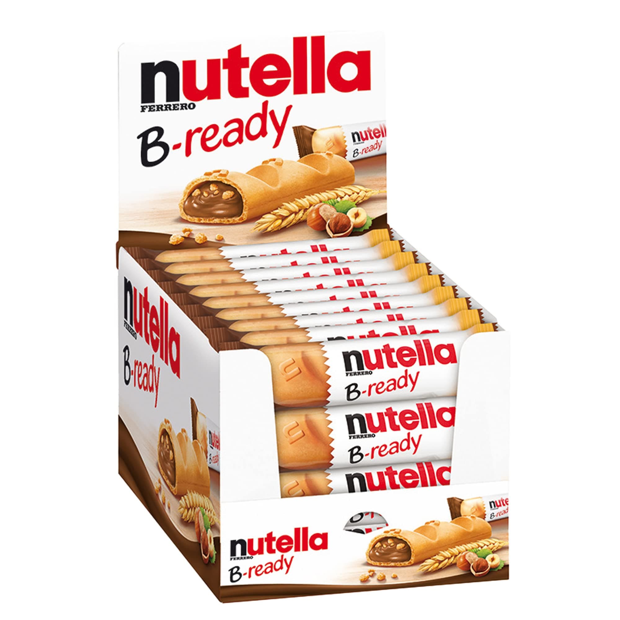 Nutella B-Ready Biscuits, Crispy Wafer Shell Filled with Hazelnut Cocoa Spread, 22g (Pack of 36)
